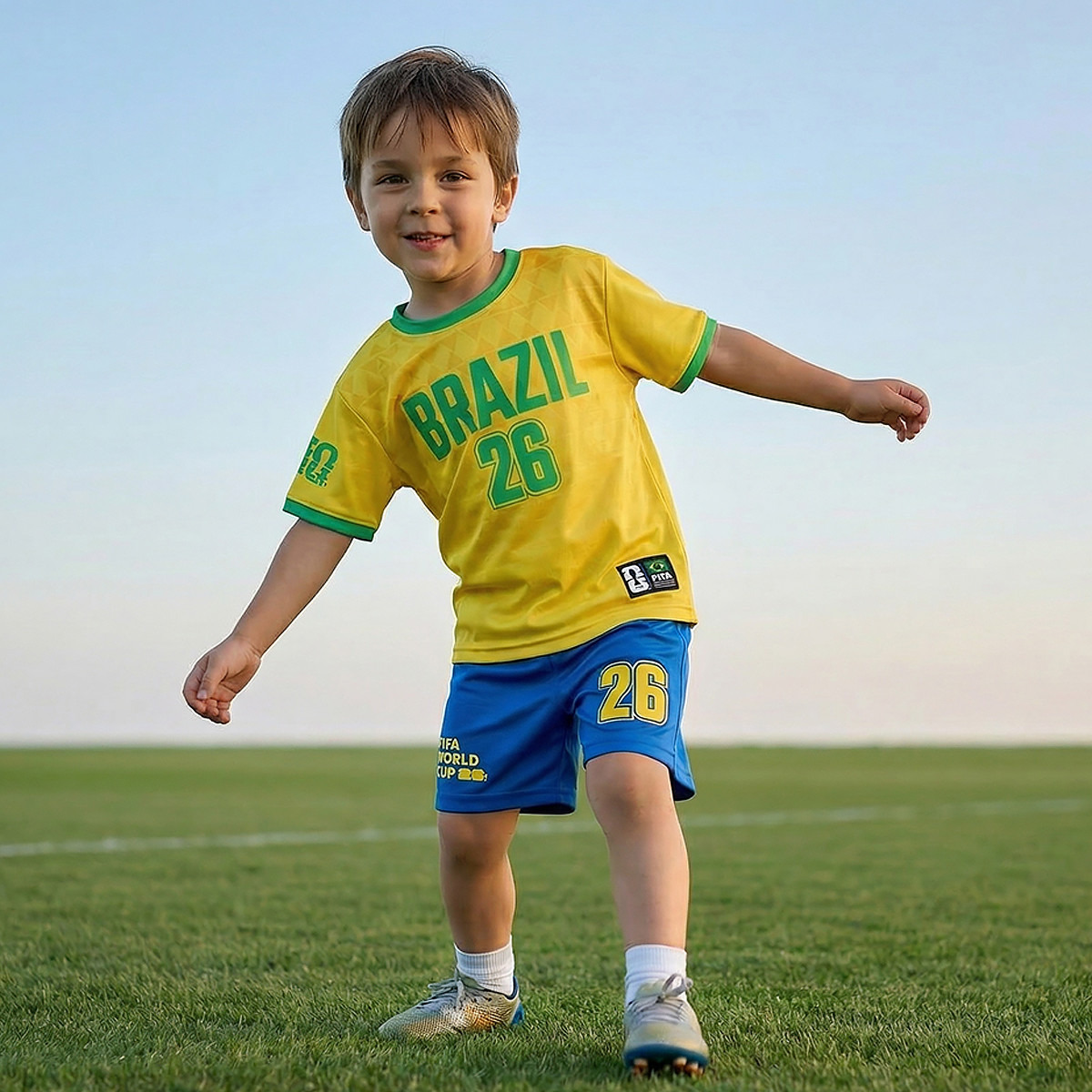 FIFA Crew Neck Short Sleeves T-shirt and Shorts Set with Brazil Print-boys-clothing-sportswear-sets-image-2