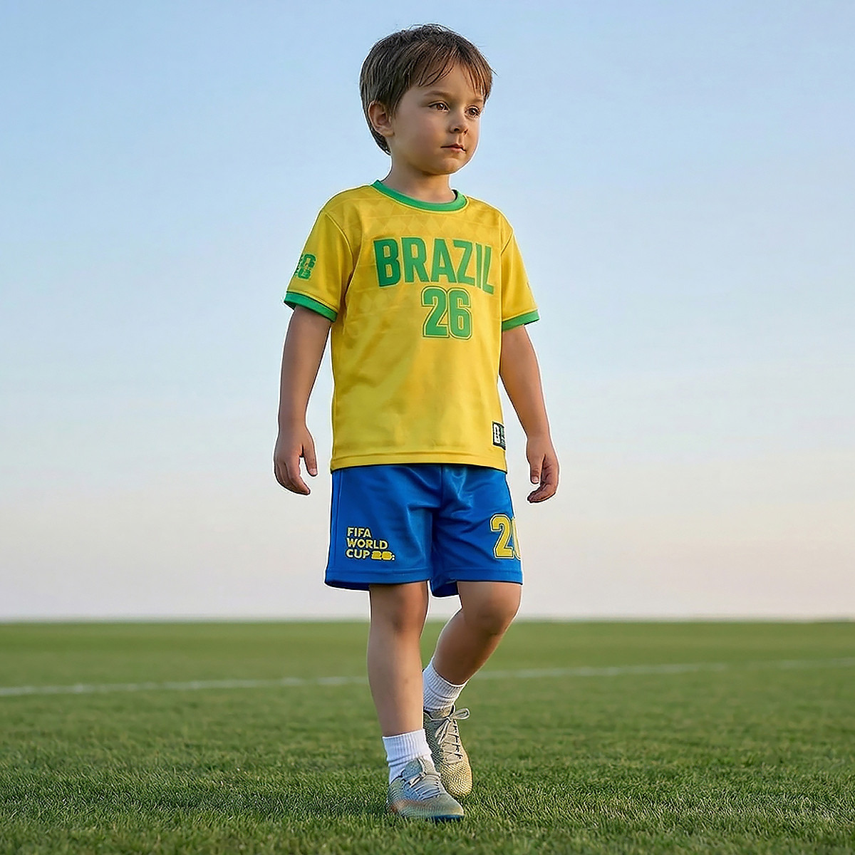 FIFA Crew Neck Short Sleeves T-shirt and Shorts Set with Brazil Print-boys-clothing-sportswear-sets-image-7