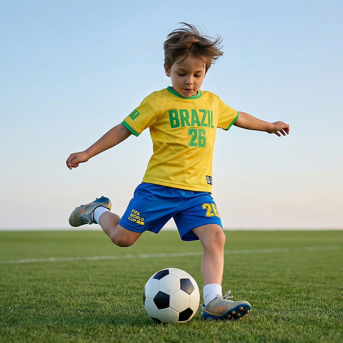 FIFA Crew Neck Short Sleeves T-shirt and Shorts Set with Brazil Print-boys-clothing-sportswear-sets-image-8