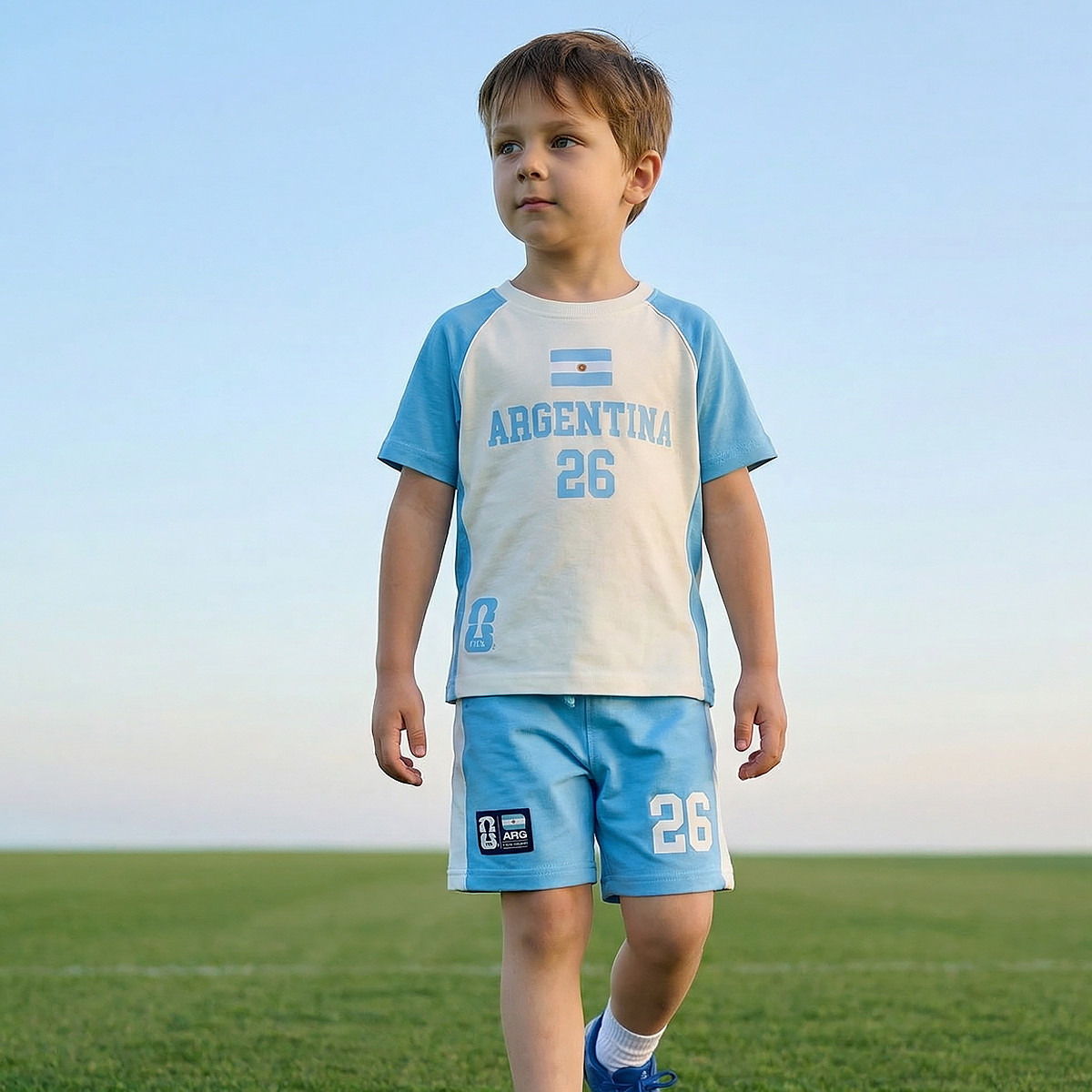 FIFA Crew Neck Short Sleeves T-shirt and Shorts Set with Argentina Print-boys-clothing-sportswear-sets-image-2