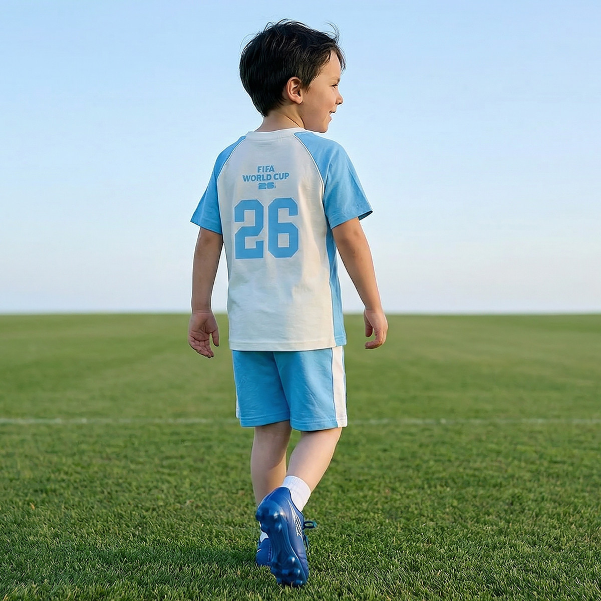 FIFA Crew Neck Short Sleeves T-shirt and Shorts Set with Argentina Print-boys-clothing-sportswear-sets-image-3
