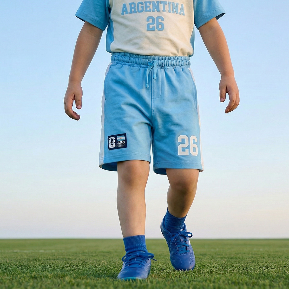 FIFA Crew Neck Short Sleeves T-shirt and Shorts Set with Argentina Print-boys-clothing-sportswear-sets-image-4
