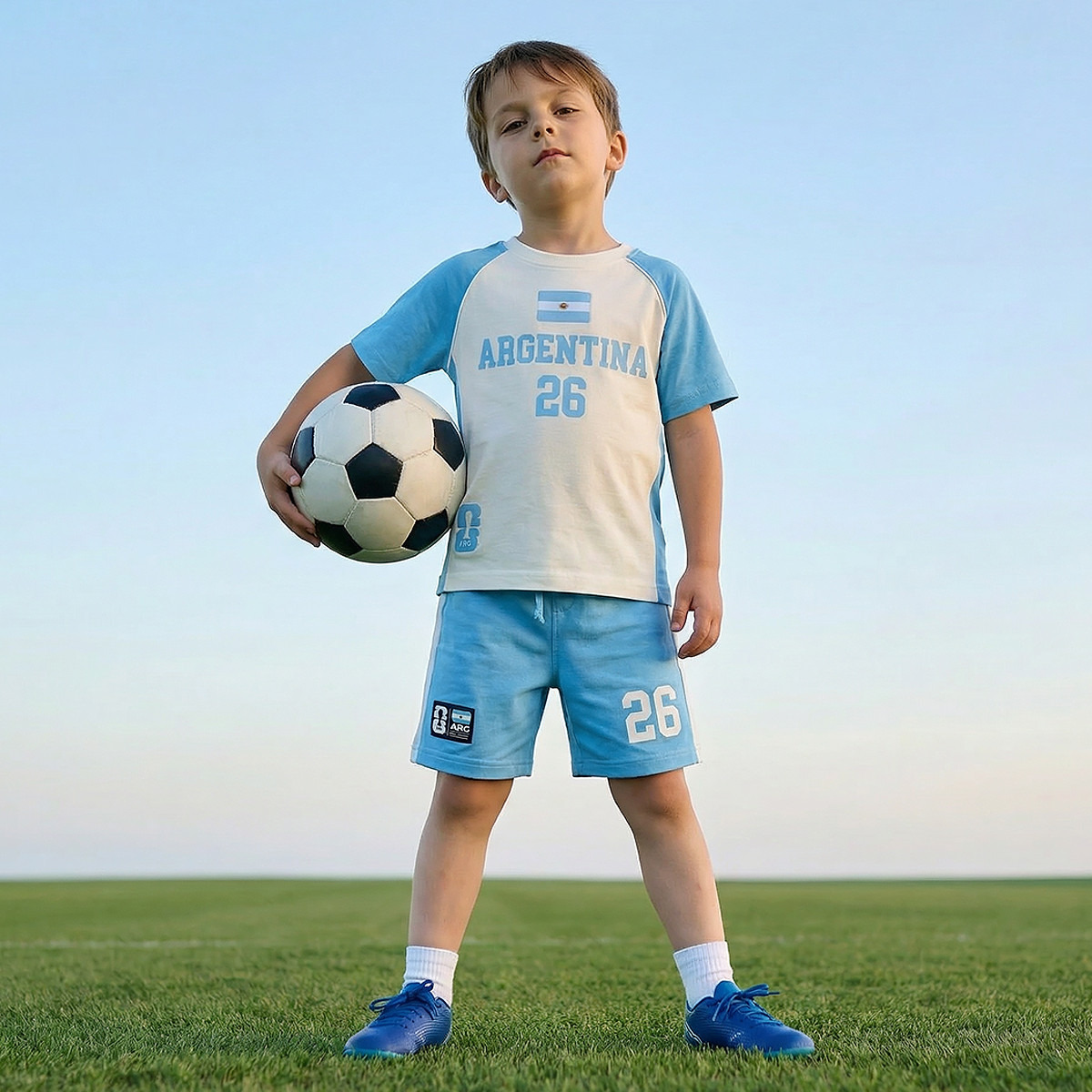FIFA Crew Neck Short Sleeves T-shirt and Shorts Set with Argentina Print-boys-clothing-sportswear-sets-image-7