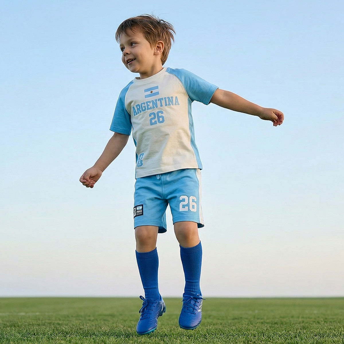 FIFA Crew Neck Short Sleeves T-shirt and Shorts Set with Argentina Print-boys-clothing-sportswear-sets-image-8