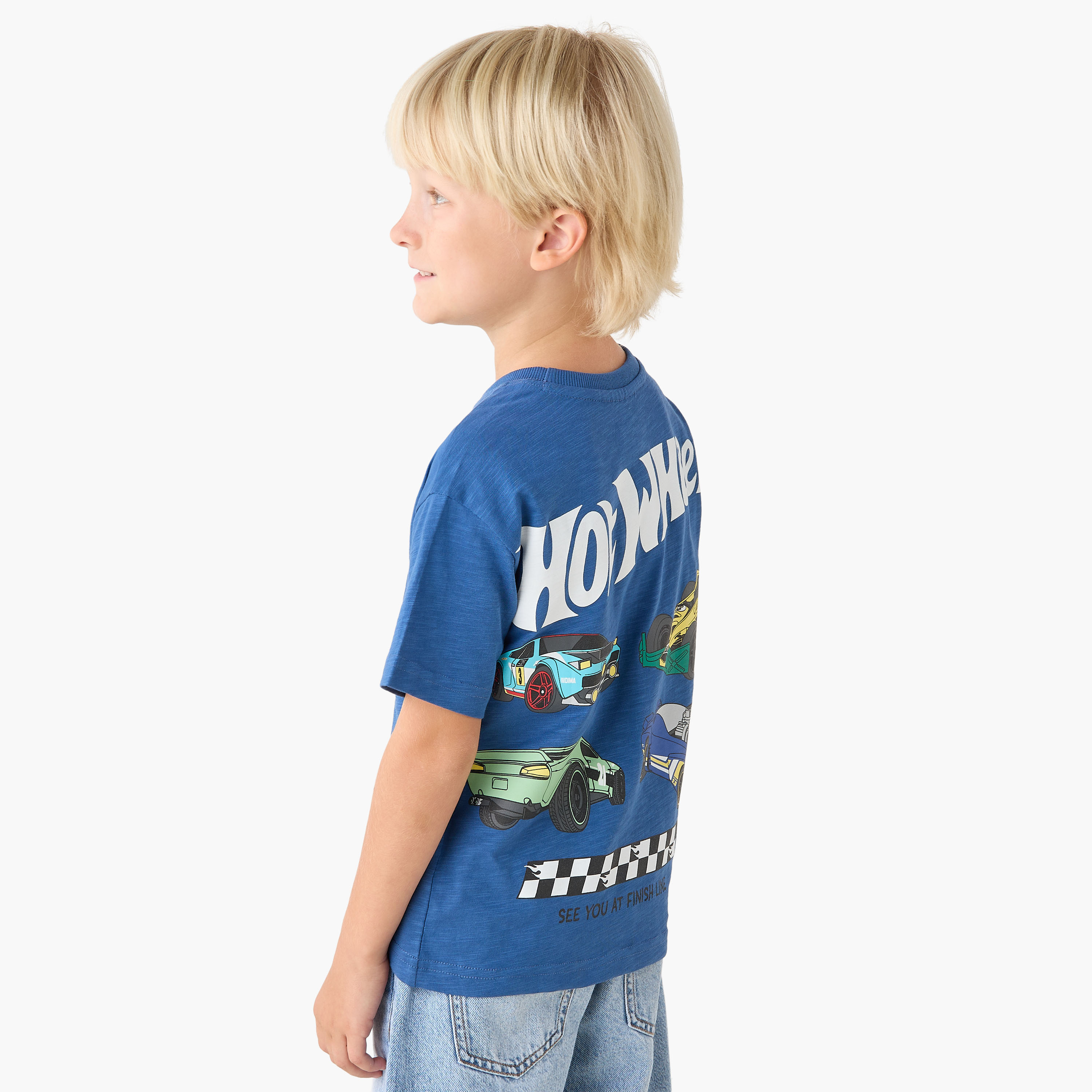 Crew Neck Short Sleeves T-shirt with Hot Wheels Print-boys-clothing-tshirtsandpolos-image-1