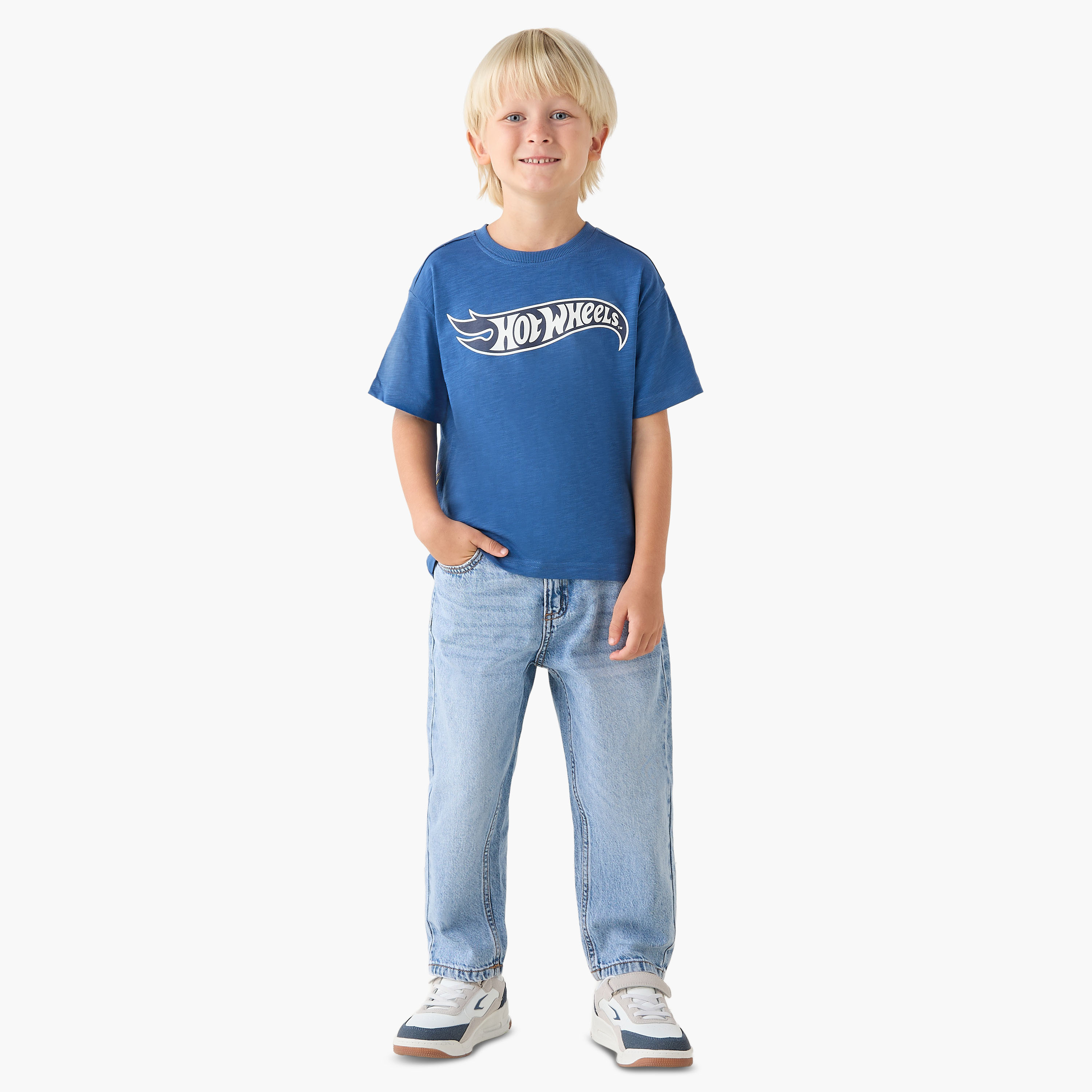 Crew Neck Short Sleeves T-shirt with Hot Wheels Print-boys-clothing-tshirtsandpolos-image-2