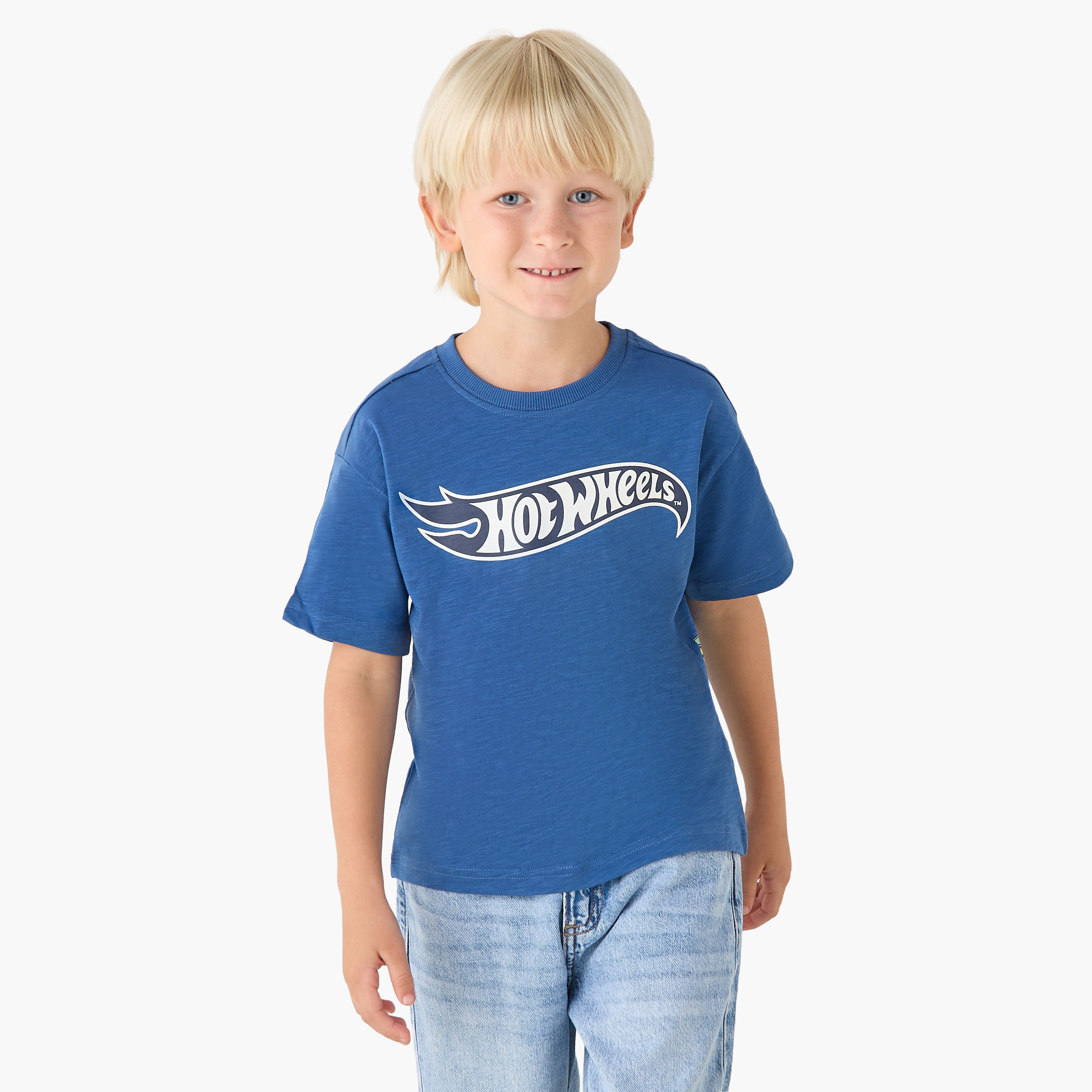 Crew Neck Short Sleeves T-shirt with Hot Wheels Print-boys-clothing-tshirtsandpolos-image-3
