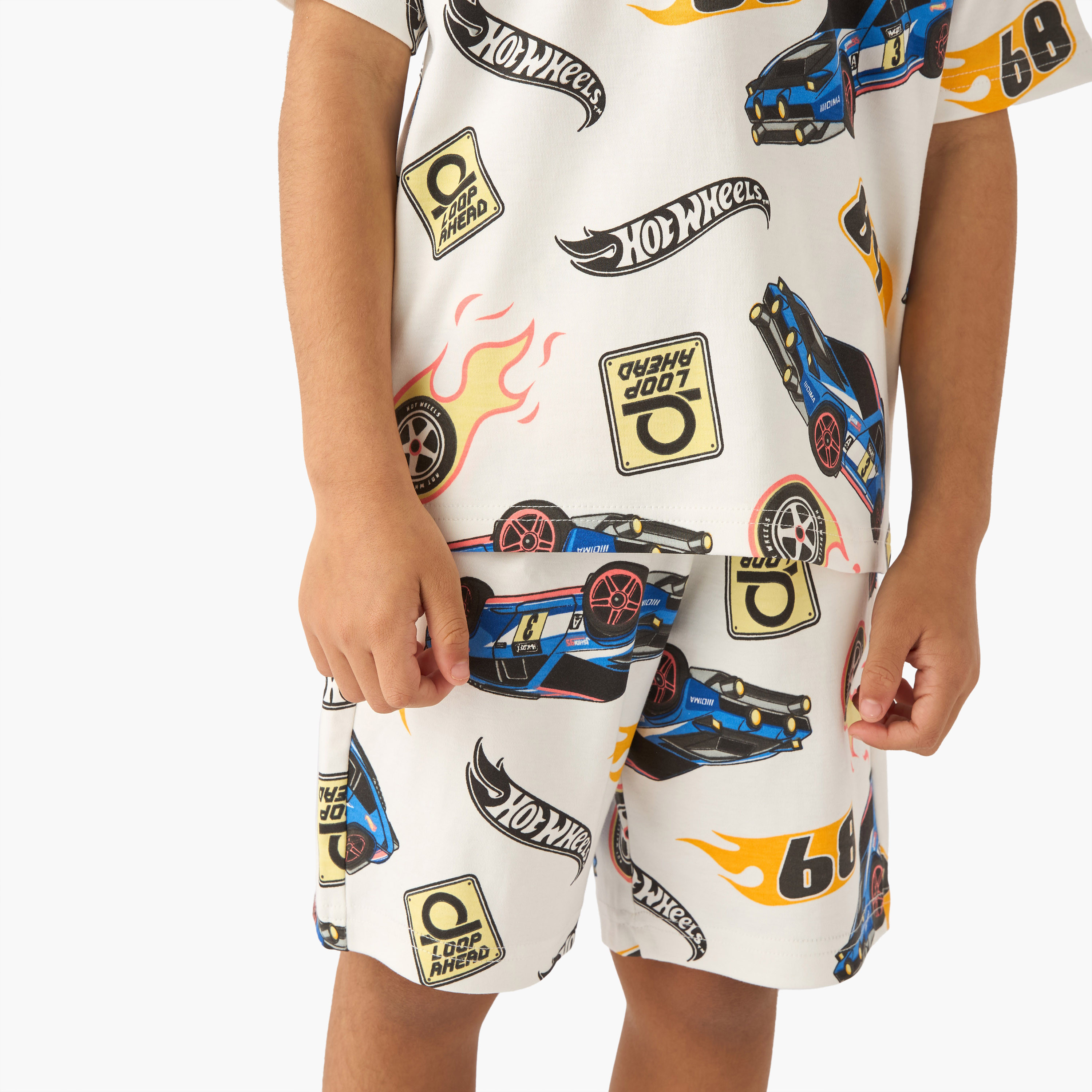 Collared Short Sleeve Polo T-shirt and Shorts Set with Hot Wheels Print-baby-boys-clothing-setsandcoords-image-5