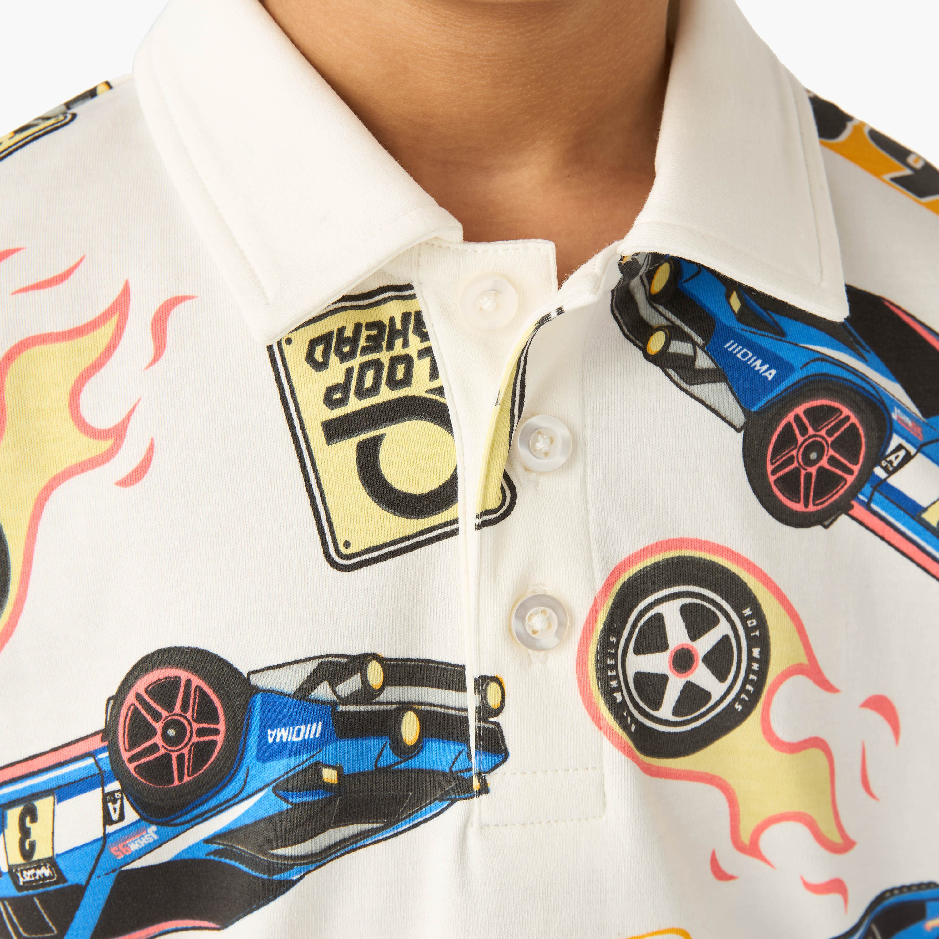Collared Short Sleeve Polo T-shirt and Shorts Set with Hot Wheels Print-baby-boys-clothing-setsandcoords-image-6