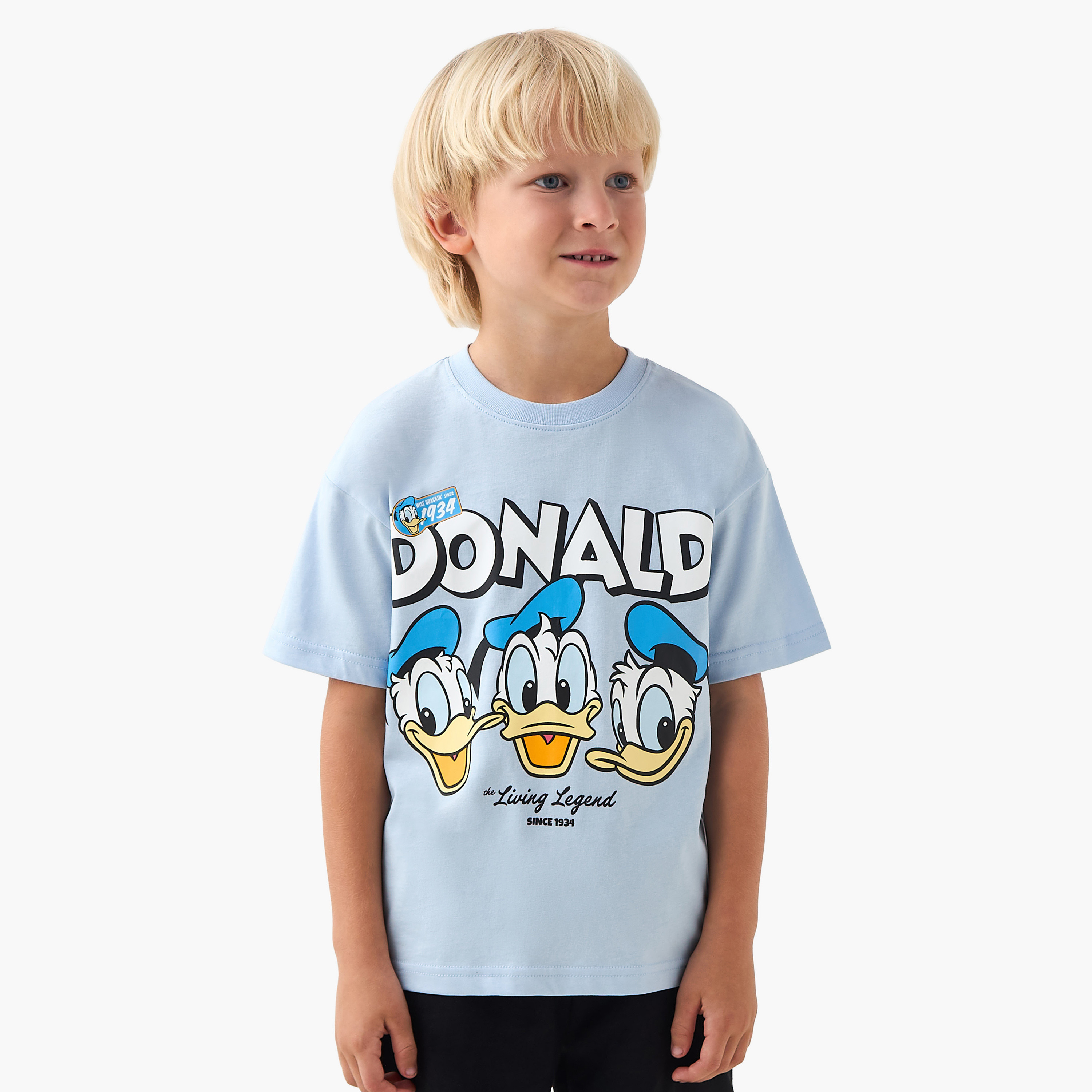 Disney Crew Neck Short Sleeves T-shirt with Donald Duck Print-boys-clothing-tshirtsandpolos-image-1