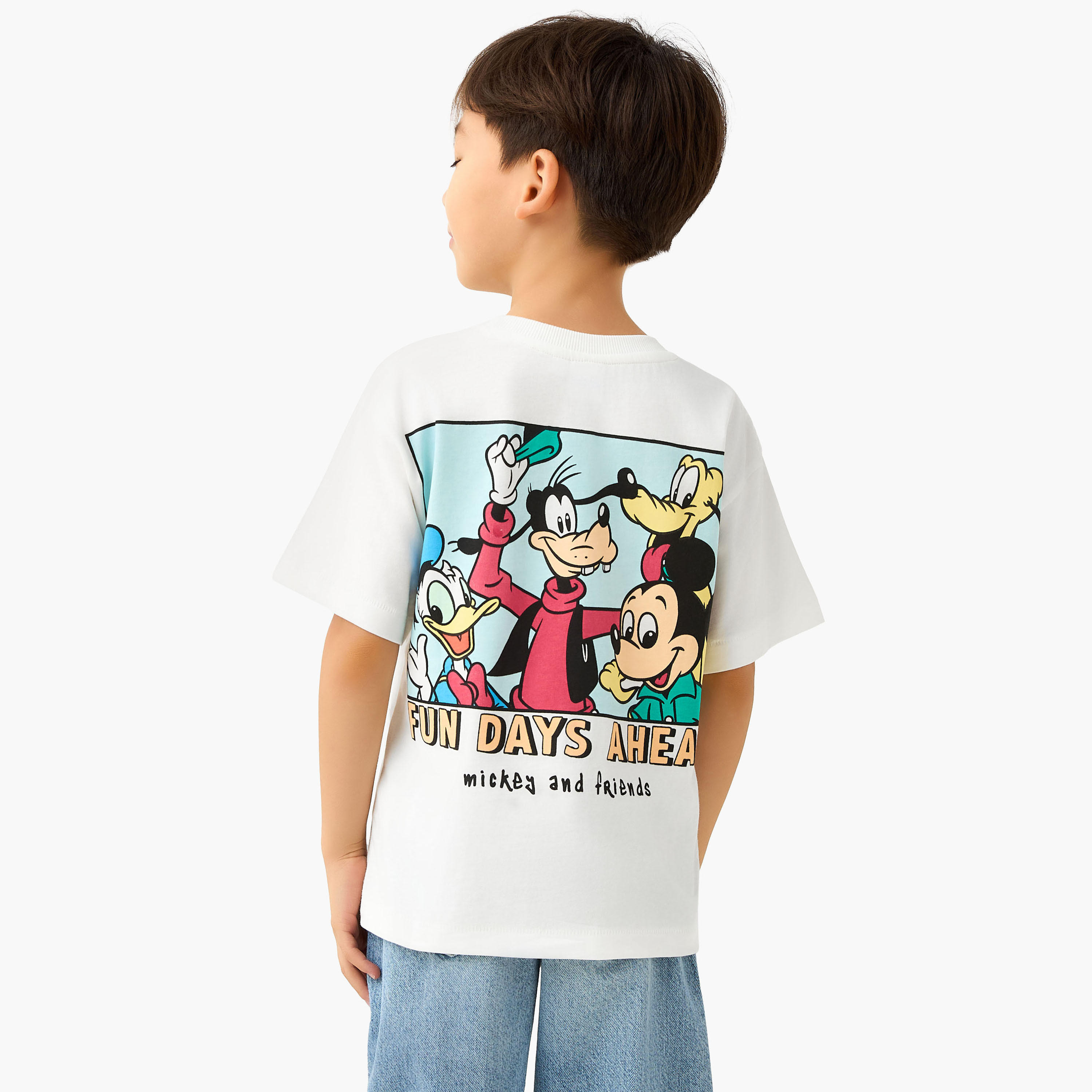 Disney Crew Neck Short Sleeves T-shirt with Mickey Mouse and Friends Print-boys-clothing-tshirtsandpolos-image-1