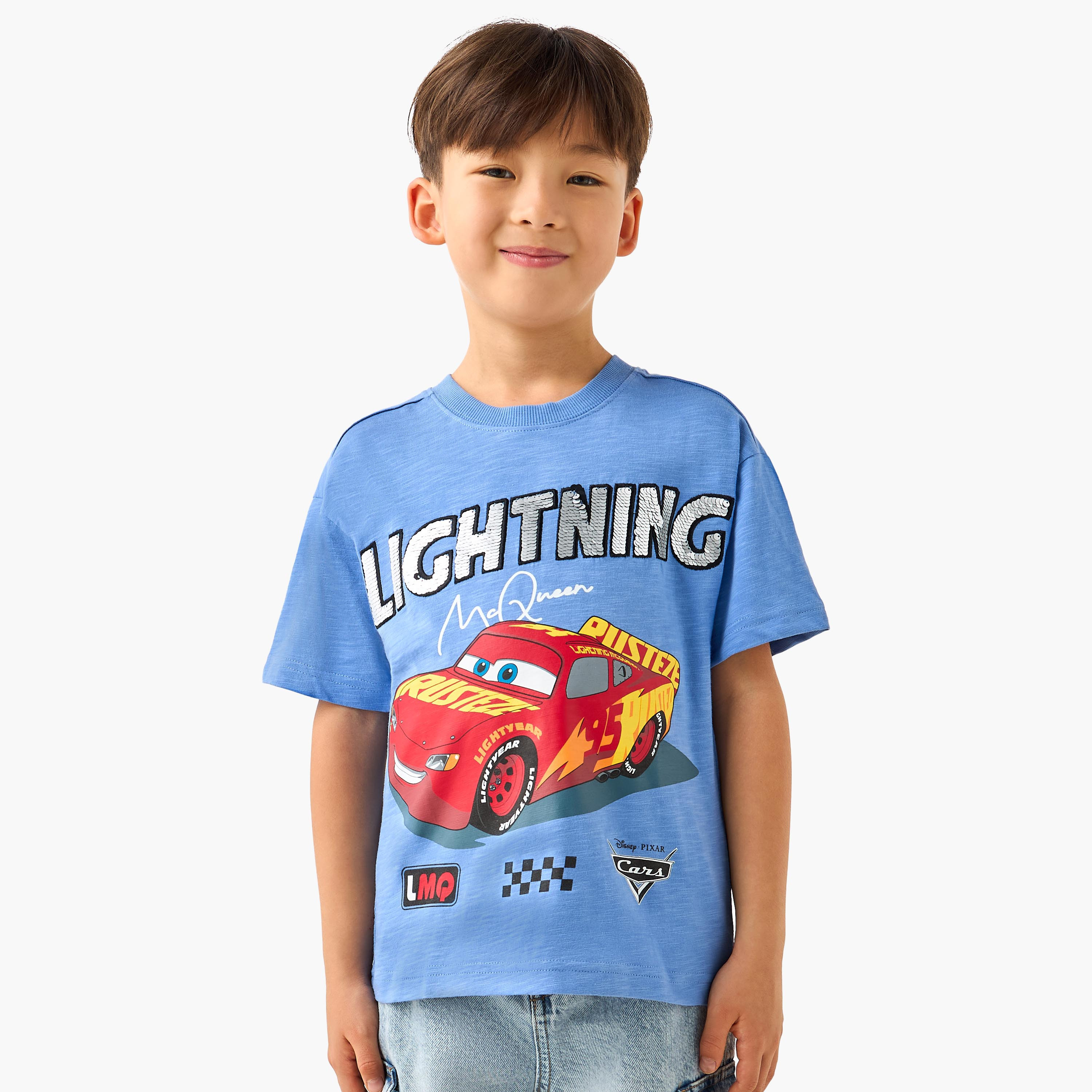 Disney Crew Neck Short Sleeves T-shirt with Lightning McQueen Print-boys-clothing-tshirtsandpolos-image-1