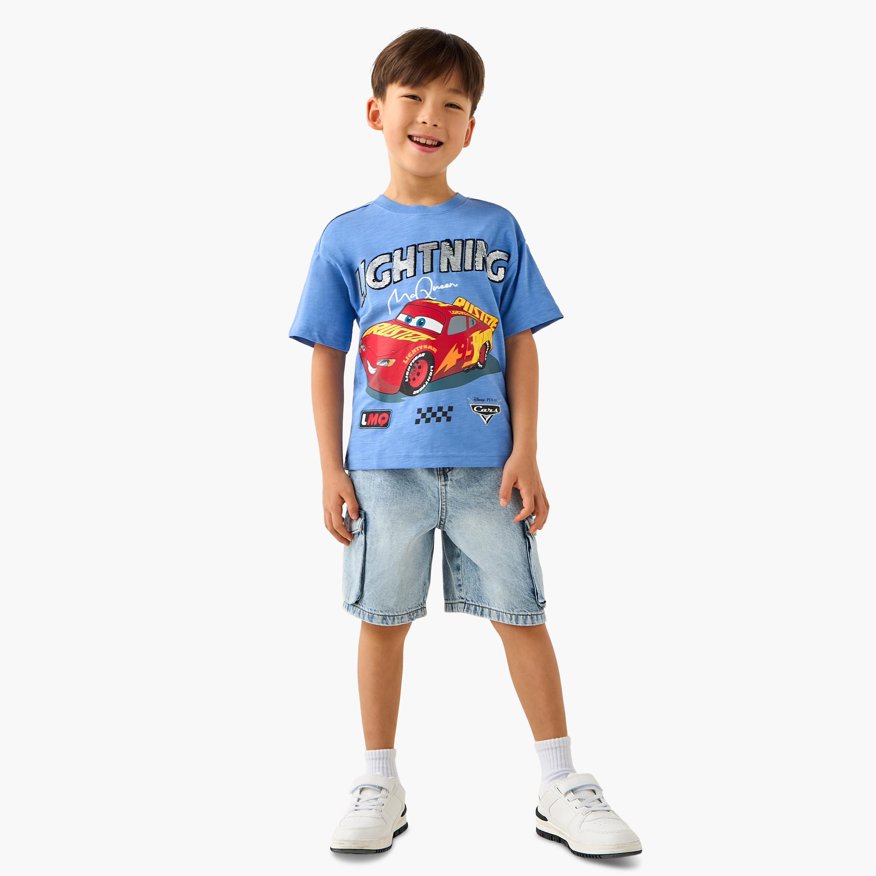 Disney Crew Neck Short Sleeves T-shirt with Lightning McQueen Print-boys-clothing-tshirtsandpolos-image-2
