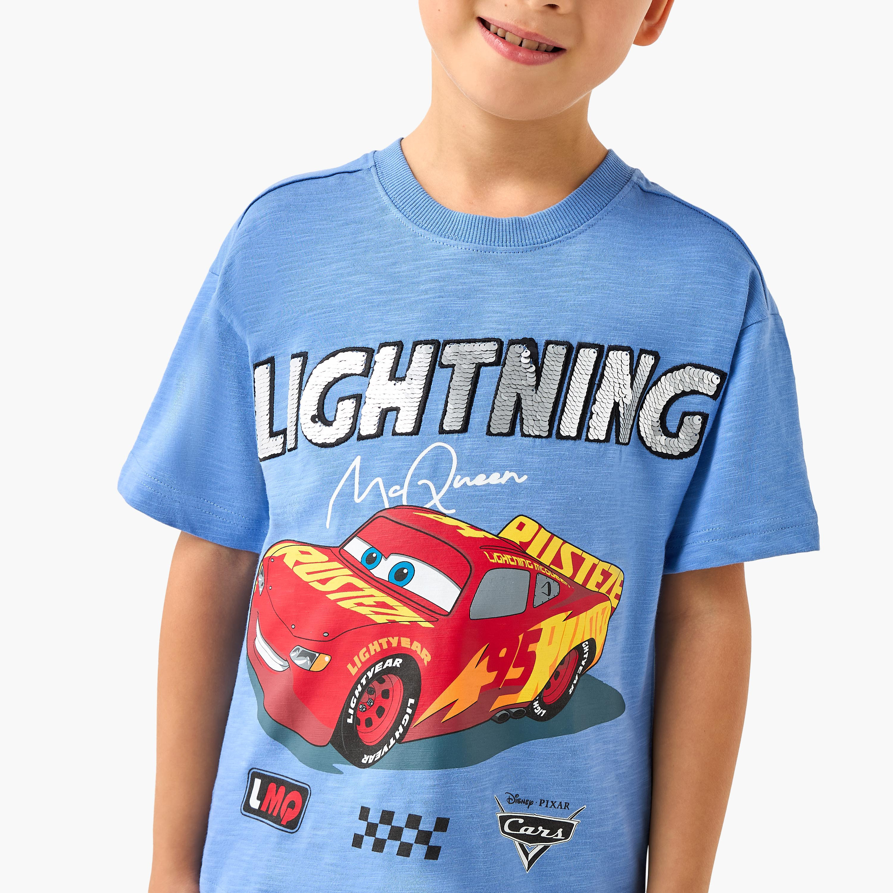 Disney Crew Neck Short Sleeves T-shirt with Lightning McQueen Print-boys-clothing-tshirtsandpolos-image-4