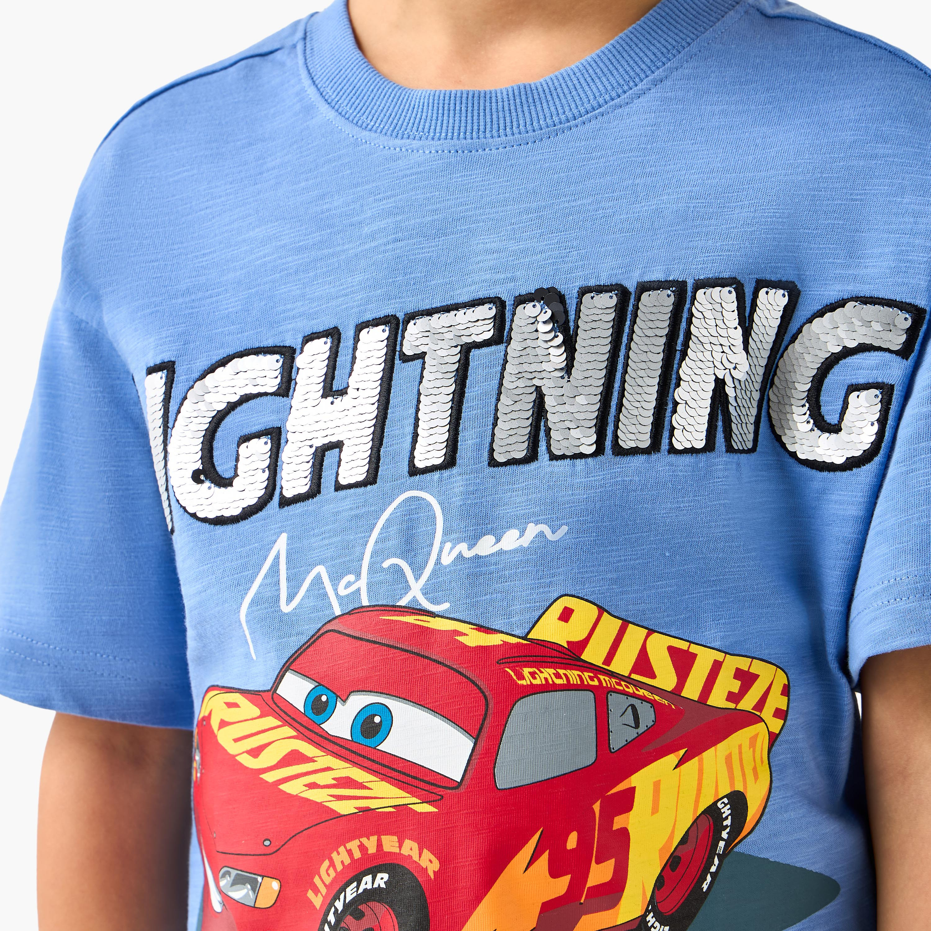 Disney Crew Neck Short Sleeves T-shirt with Lightning McQueen Print-boys-clothing-tshirtsandpolos-image-5
