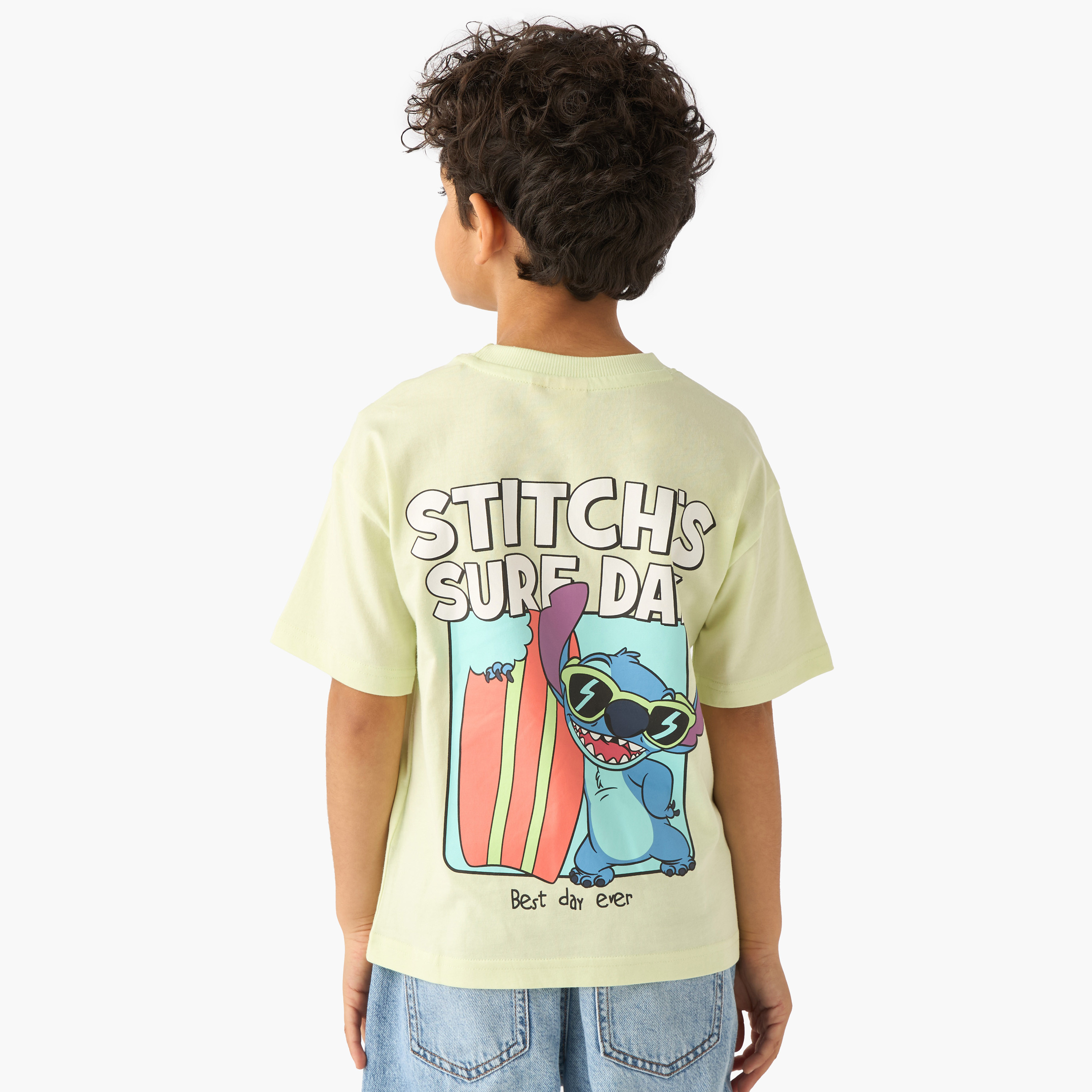 Disney Crew Neck Short Sleeves T-shirt with Stitch Print-boys-clothing-tshirtsandpolos-image-1