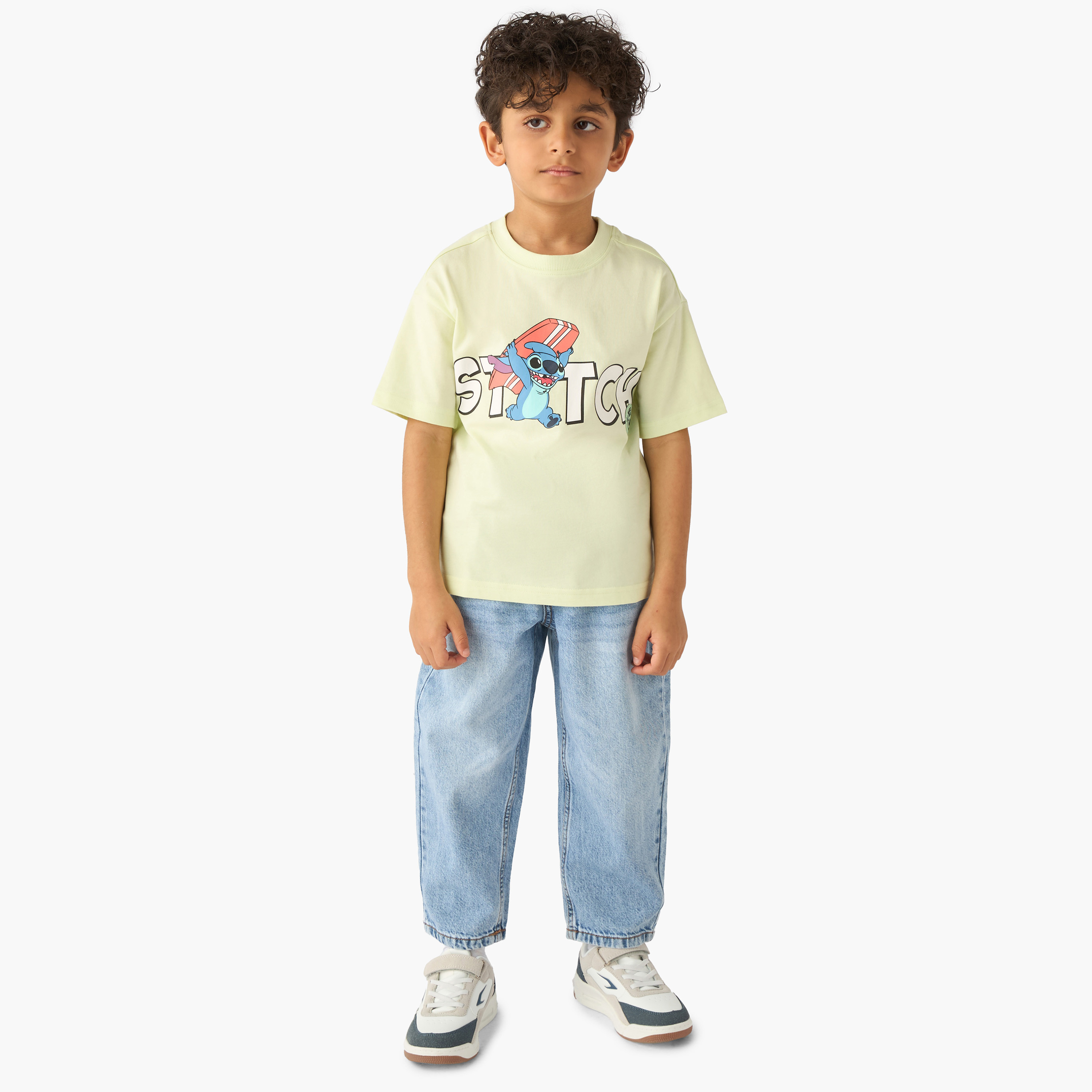 Disney Crew Neck Short Sleeves T-shirt with Stitch Print-boys-clothing-tshirtsandpolos-image-2