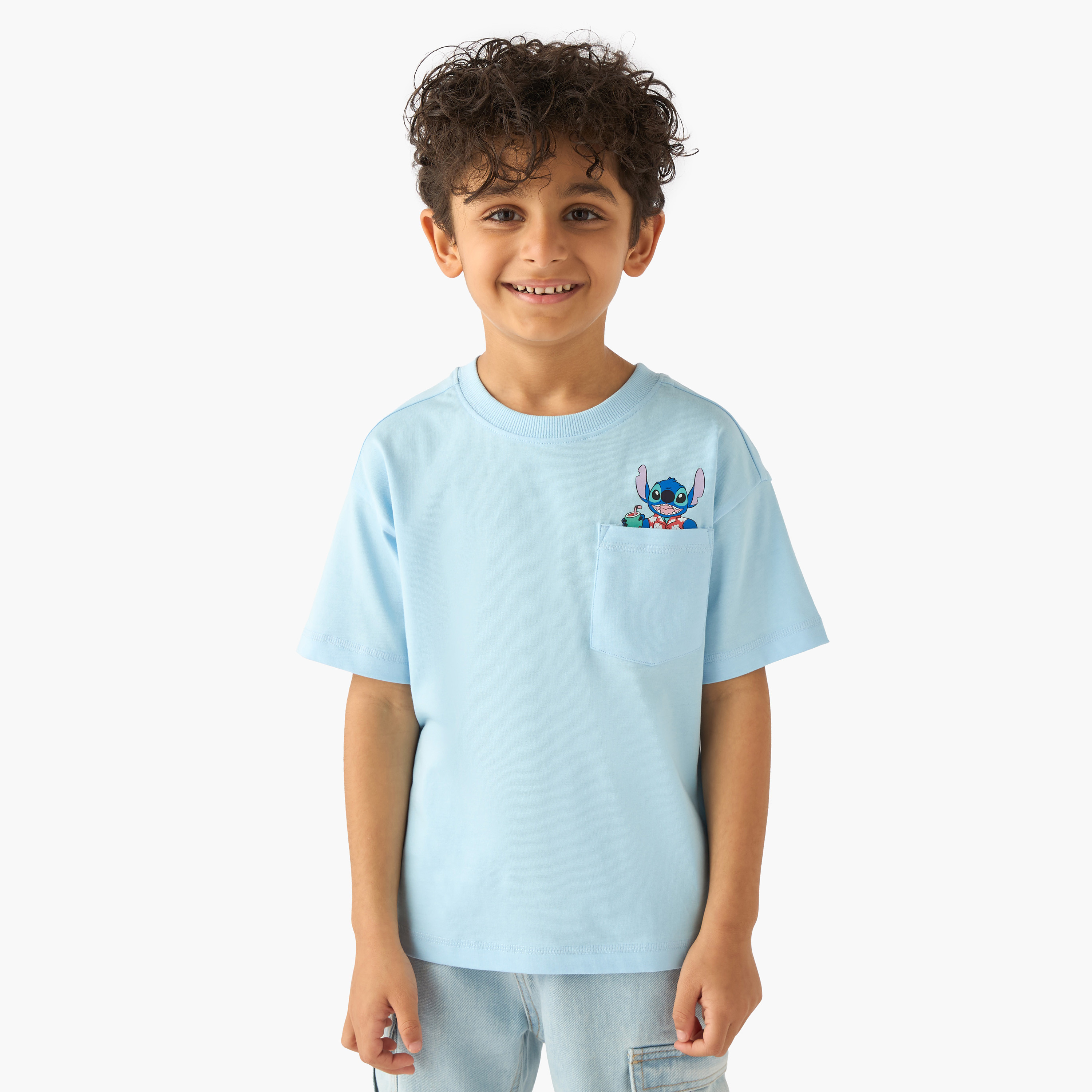 Disney Crew Neck Short Sleeve T-shirt with Stitch Print-boys-clothing-tshirtsandpolos-image-3
