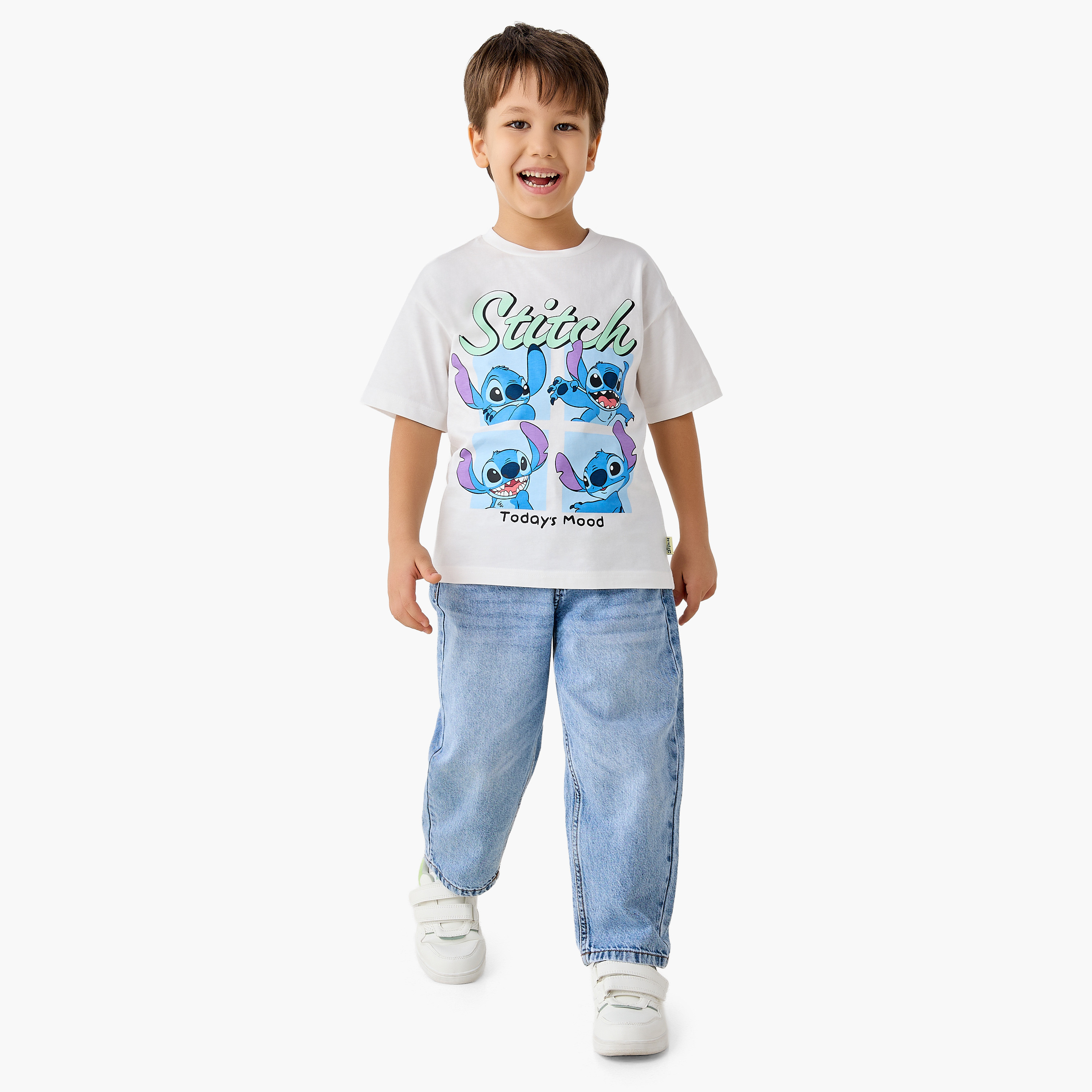 Disney Crew Neck Short Sleeves T-shirt with Stitch Print-boys-clothing-tshirtsandpolos-image-2