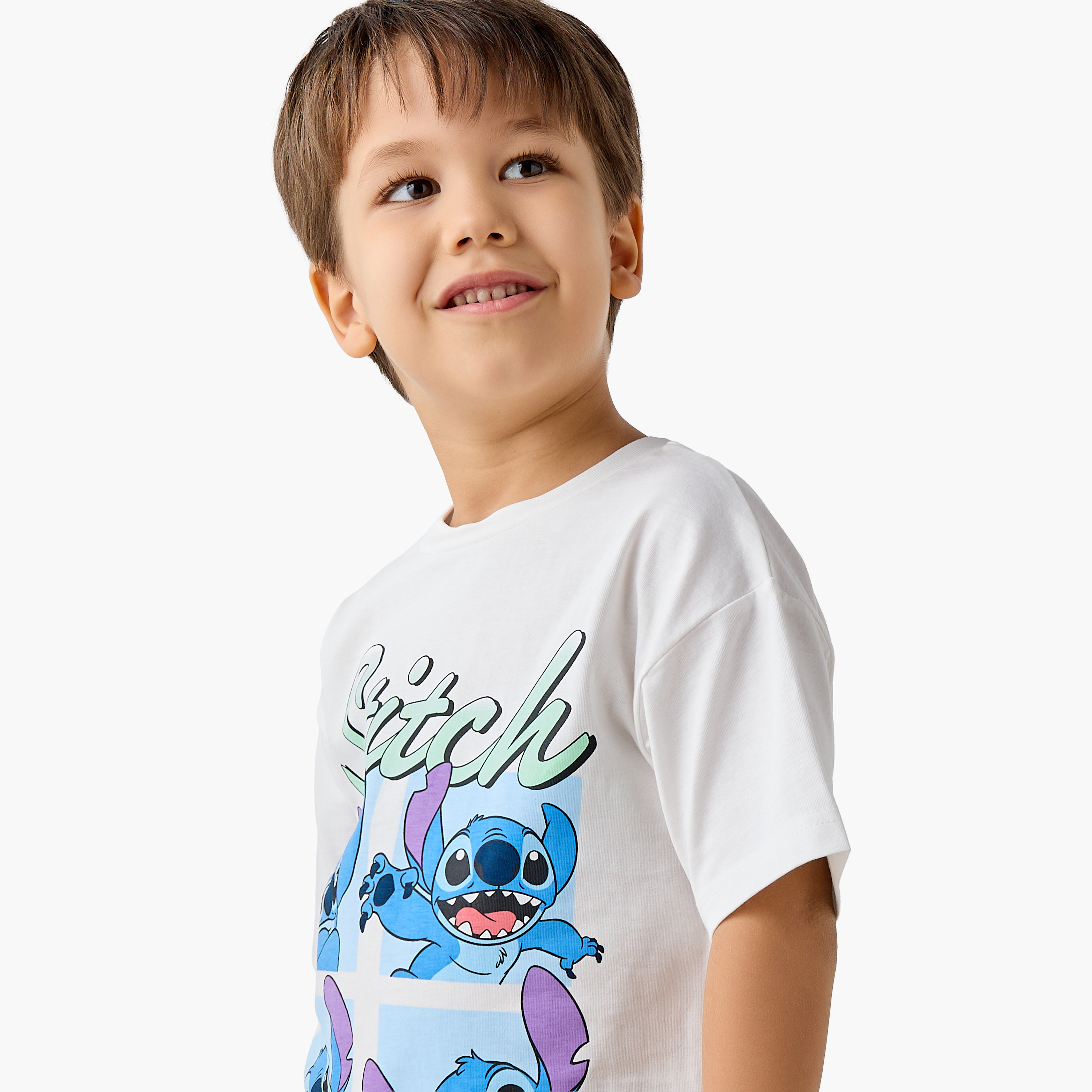 Disney Crew Neck Short Sleeves T-shirt with Stitch Print-boys-clothing-tshirtsandpolos-image-4