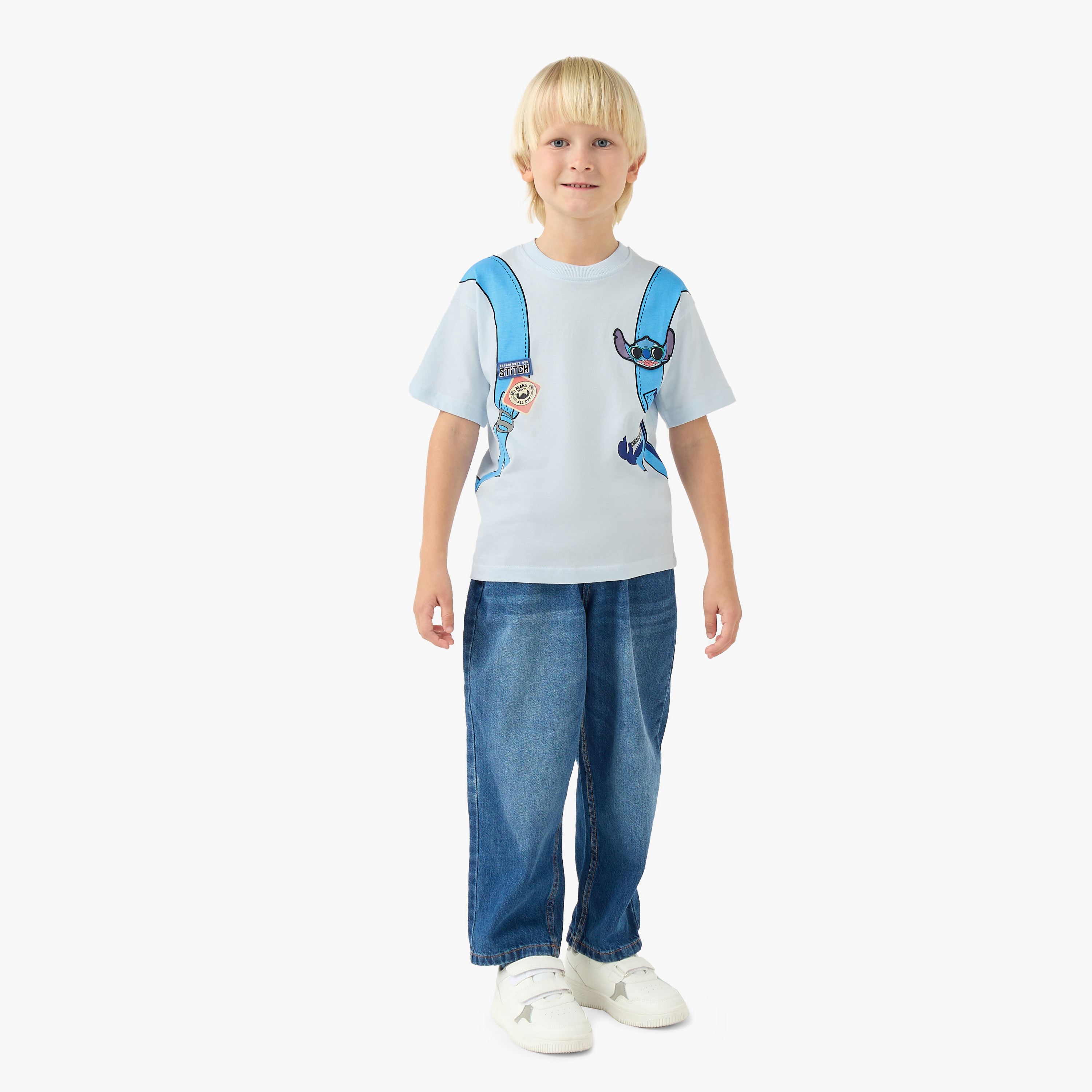 Disney Crew Neck Short Sleeves T-shirt with Stitch Print-boys-clothing-tshirtsandpolos-image-2