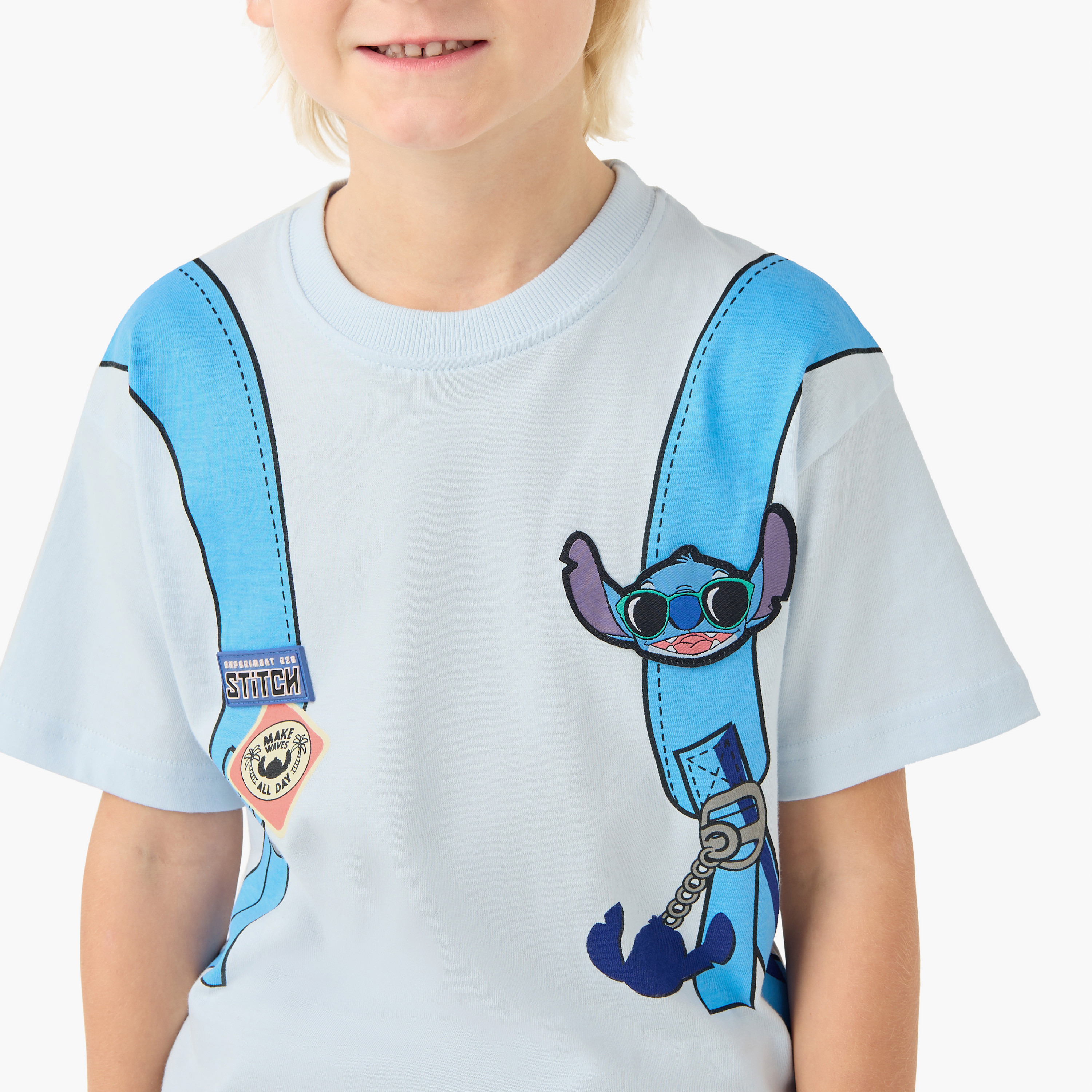 Disney Crew Neck Short Sleeves T-shirt with Stitch Print-boys-clothing-tshirtsandpolos-image-4