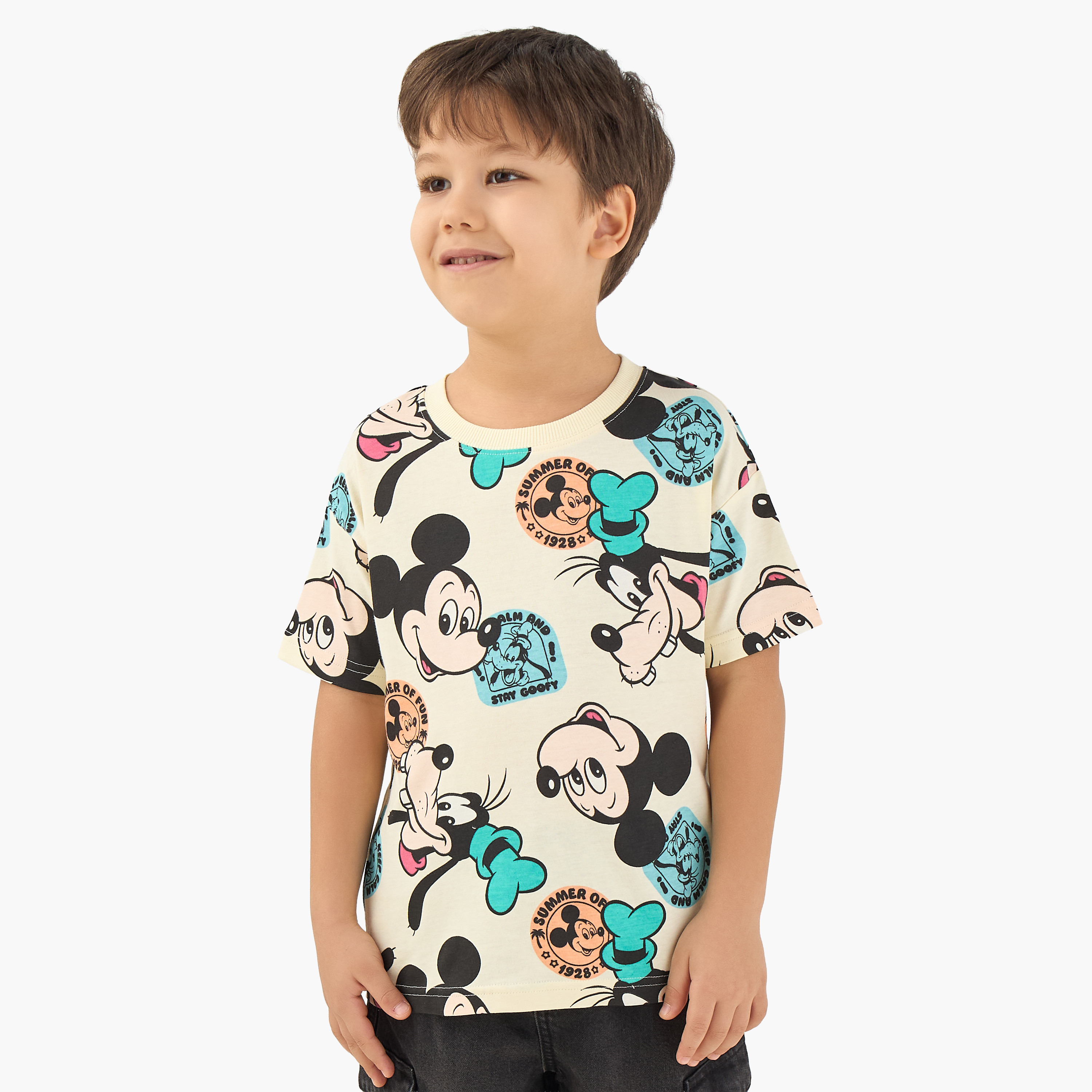 Disney Crew Neck Short Sleeves T-shirt with Mickey Mouse and Friends Print-boys-clothing-tshirtsandpolos-image-1