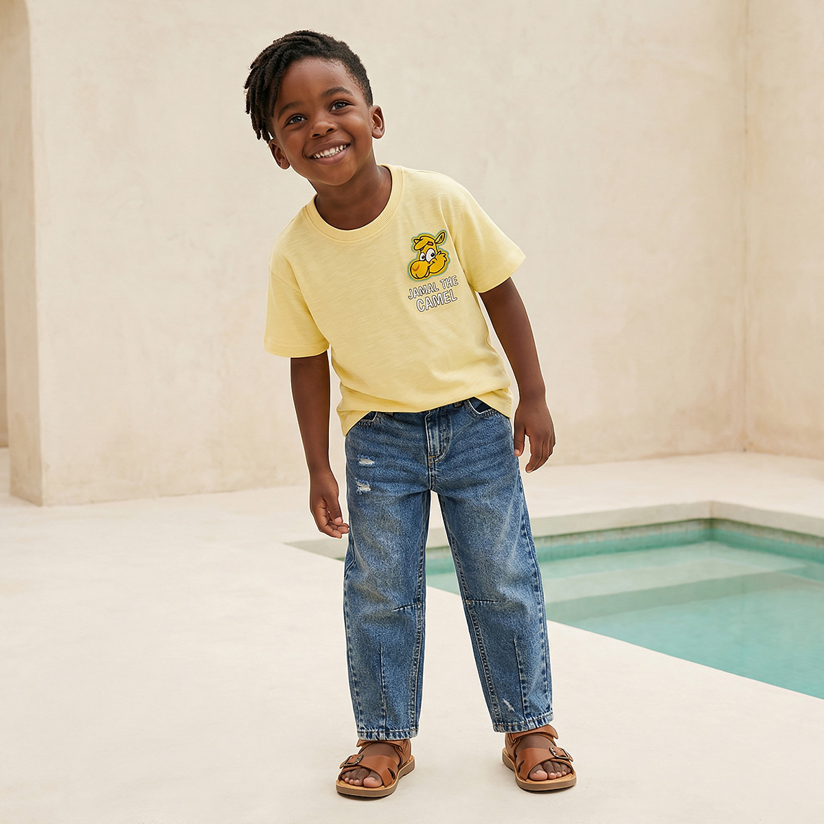 PIXITOON Crew Neck Short Sleeves T-shirt with Jamal the Camel Print-boys-clothing-tshirtsandpolos-image-2