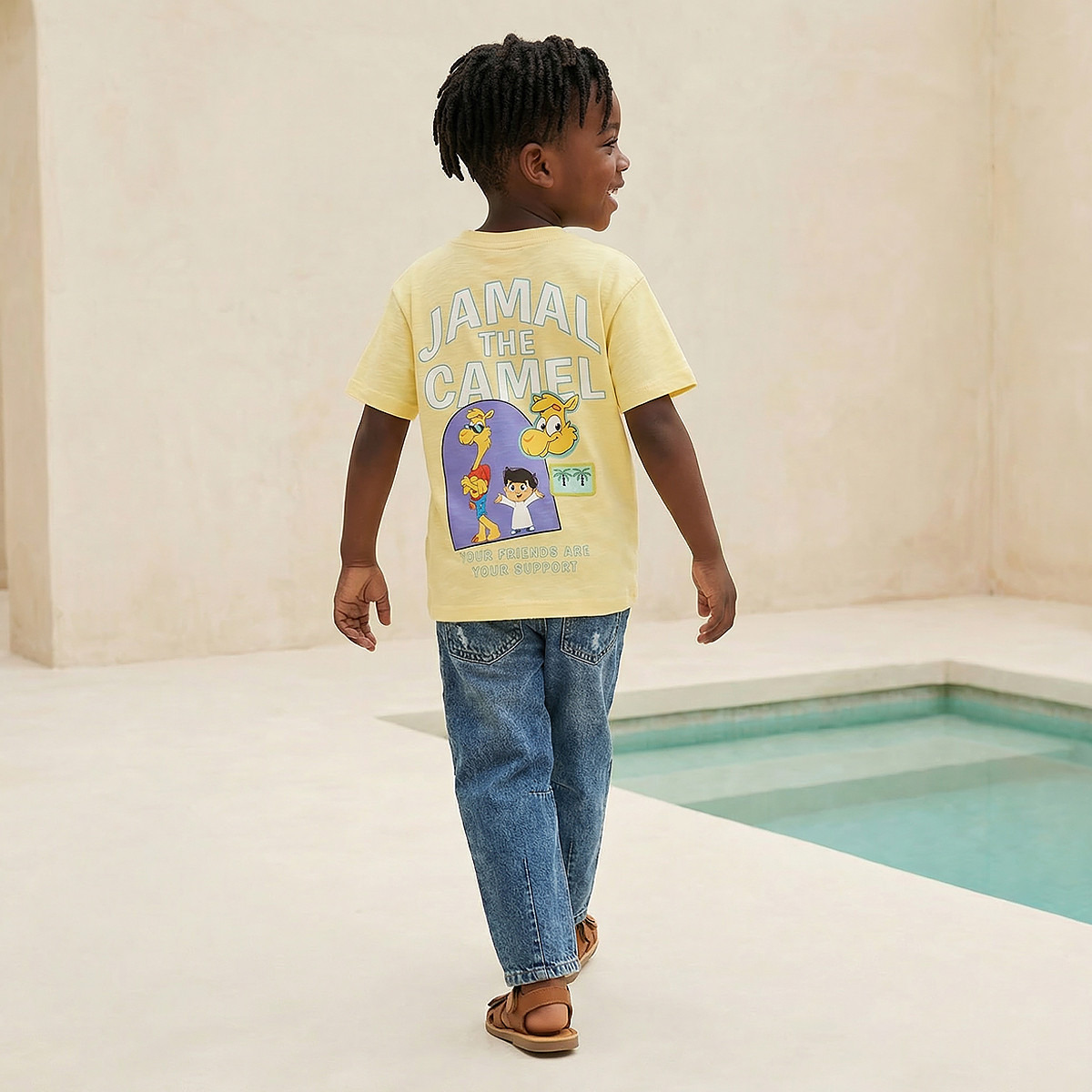 PIXITOON Crew Neck Short Sleeves T-shirt with Jamal the Camel Print-boys-clothing-tshirtsandpolos-image-3