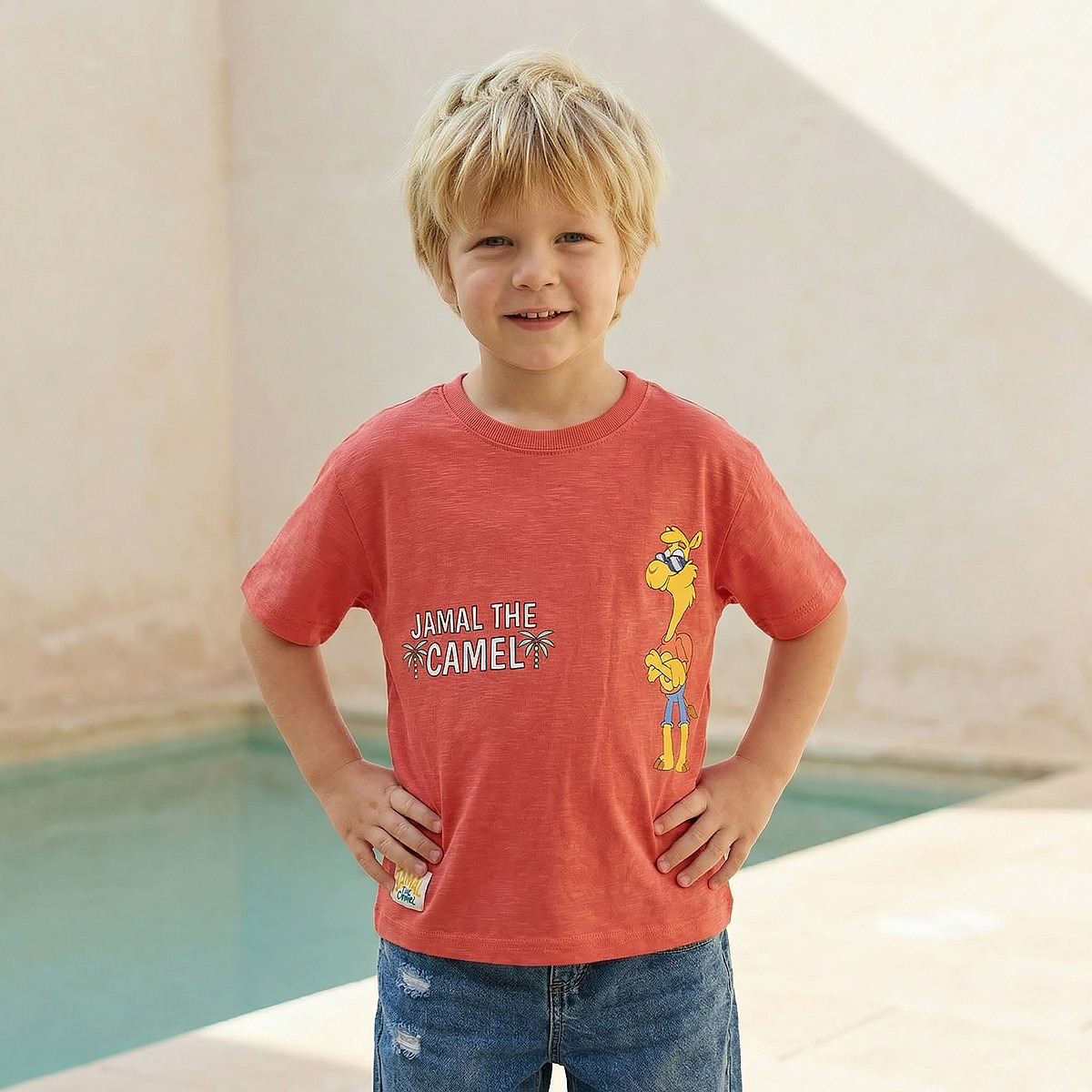 PIXITOON Crew Neck Short Sleeves T-shirt with Camel Print-boys-clothing-tshirtsandpolos-image-1
