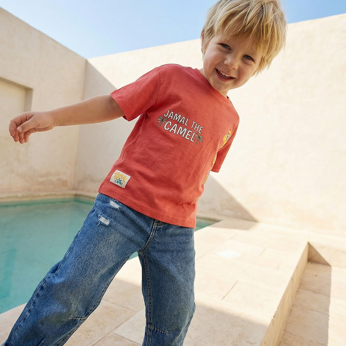 PIXITOON Crew Neck Short Sleeves T-shirt with Camel Print-boys-clothing-tshirtsandpolos-image-5