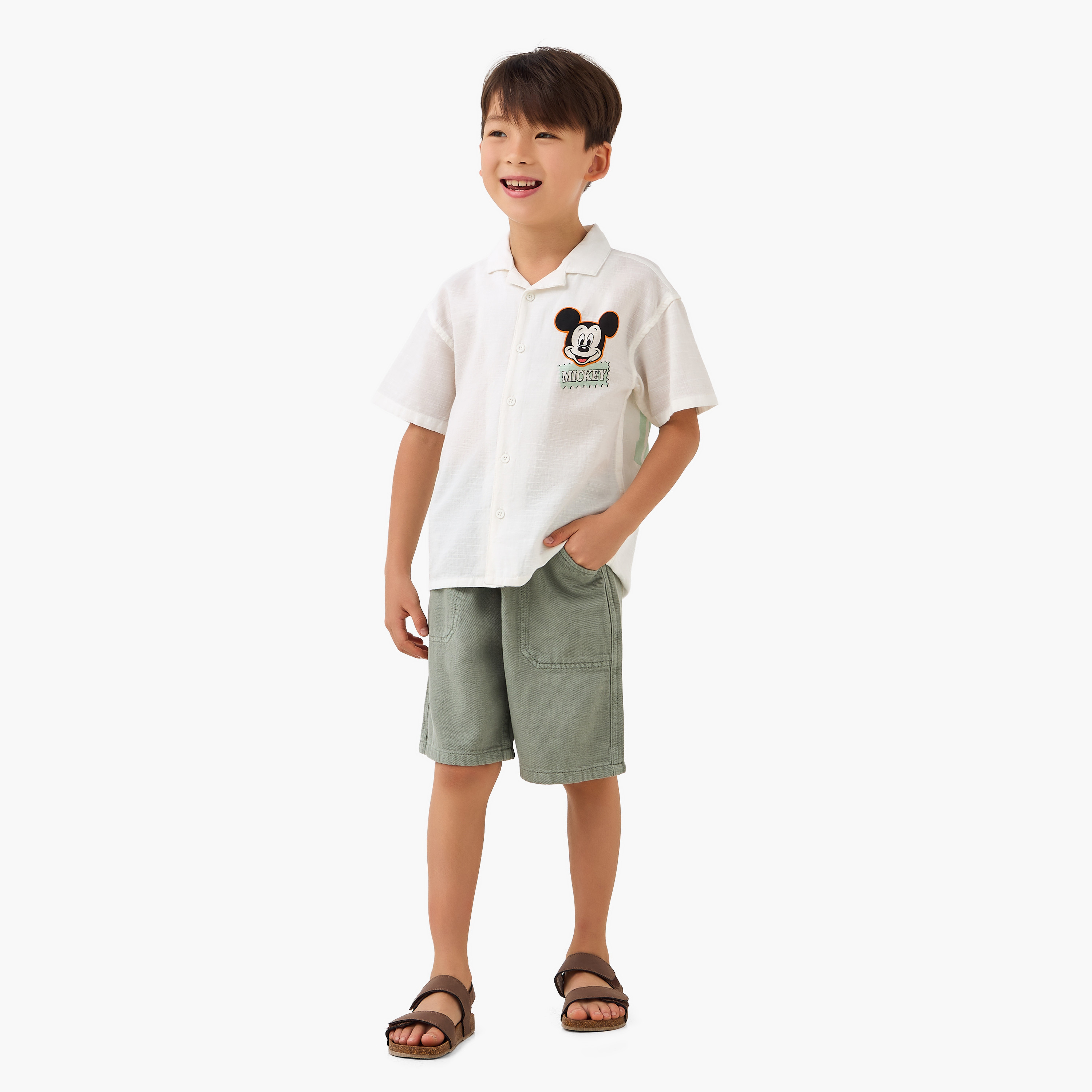 Disney Short Sleeve Shirt with Mickey Mouse Print-boys-clothing-shirts-image-2