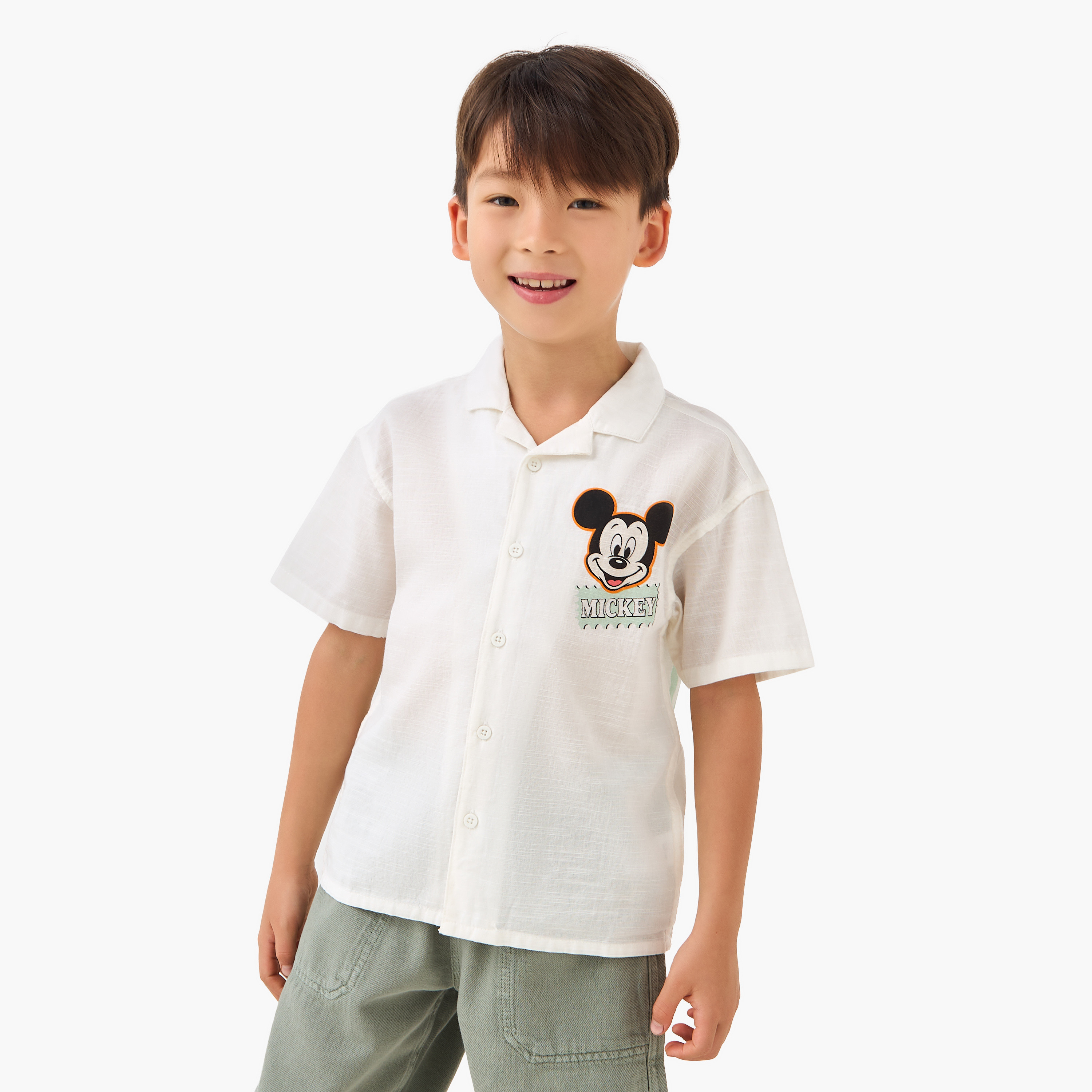 Disney Short Sleeve Shirt with Mickey Mouse Print-boys-clothing-shirts-image-3