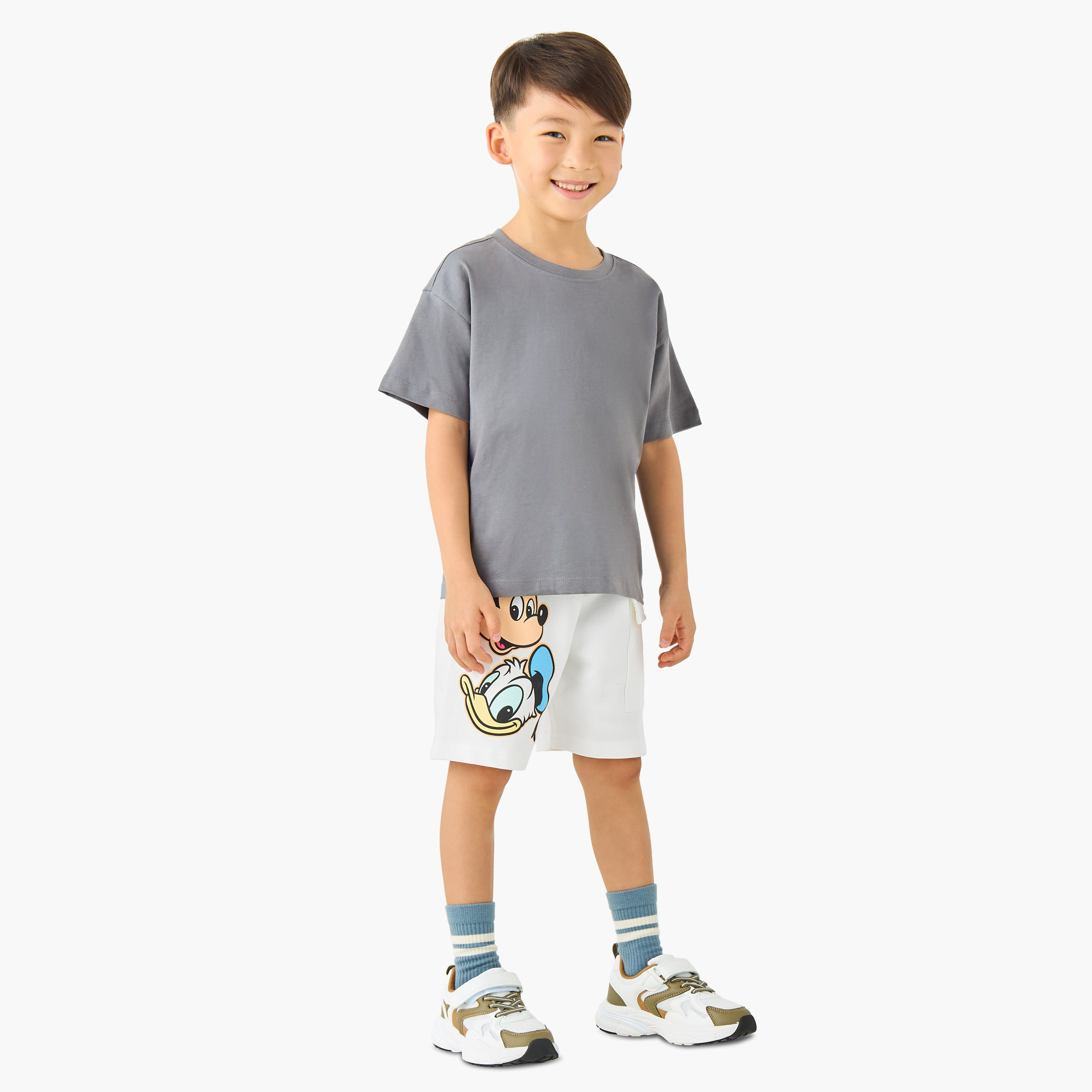 Disney Drawstring Waist Shorts with Mickey Mouse and Donald Duck Print-boys-clothing-bottoms-shorts-image-2