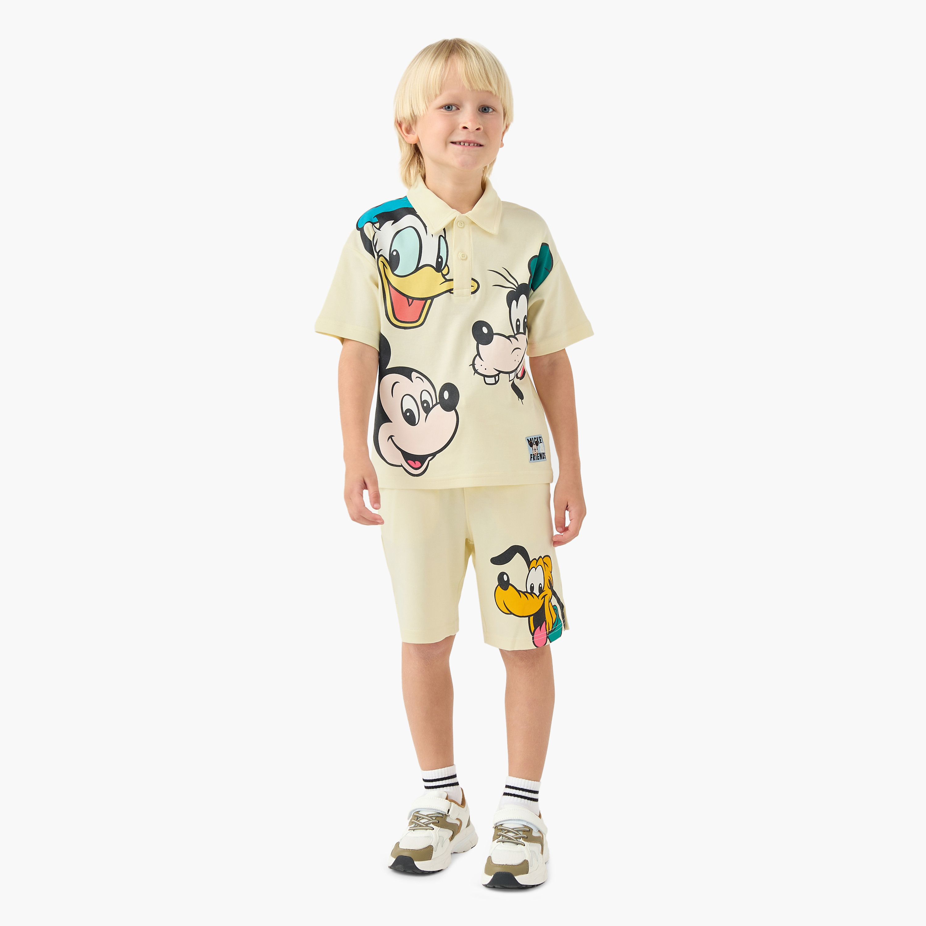 Marvel Collared Short Sleeves Polo Shirt and Shorts Set with Mickey Mouse and Friends Print-baby-boys-clothing-setsandcoords-image-1