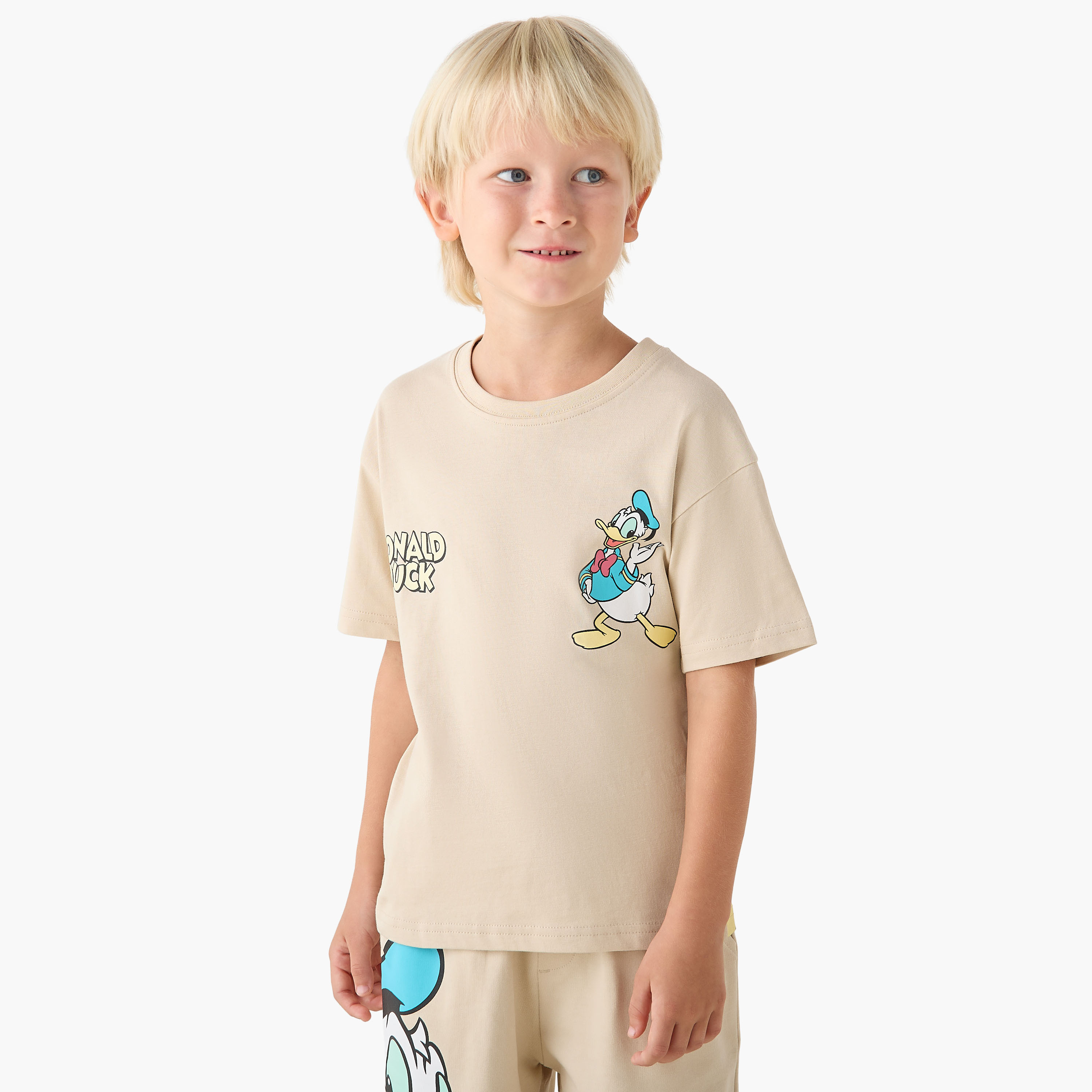 Disney Crew Neck Short Sleeves T-shirt and Shorts Set with Donald Duck Print-baby-boys-clothing-setsandcoords-image-2