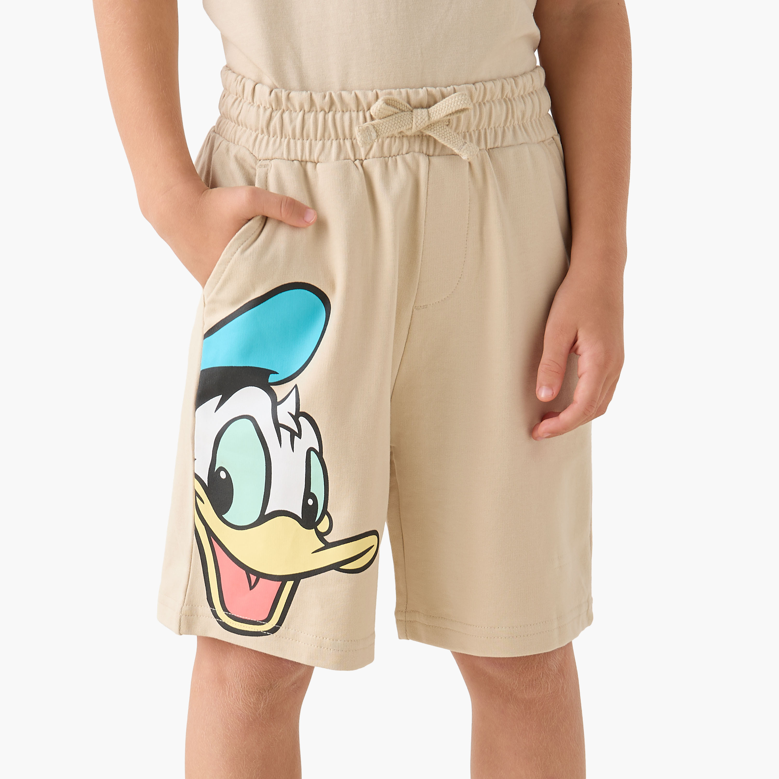 Disney Crew Neck Short Sleeves T-shirt and Shorts Set with Donald Duck Print-baby-boys-clothing-setsandcoords-image-3