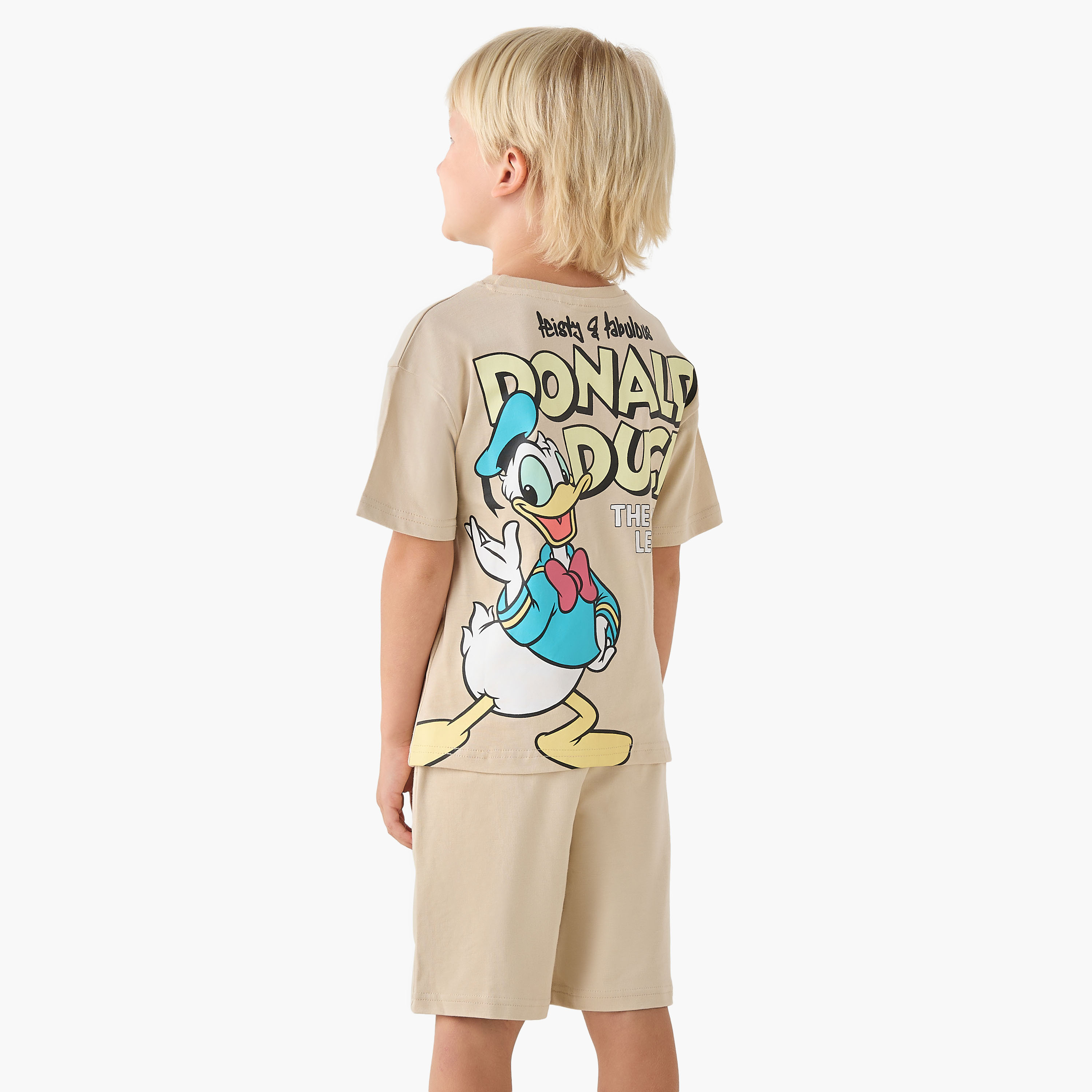 Disney Crew Neck Short Sleeves T-shirt and Shorts Set with Donald Duck Print-baby-boys-clothing-setsandcoords-image-4