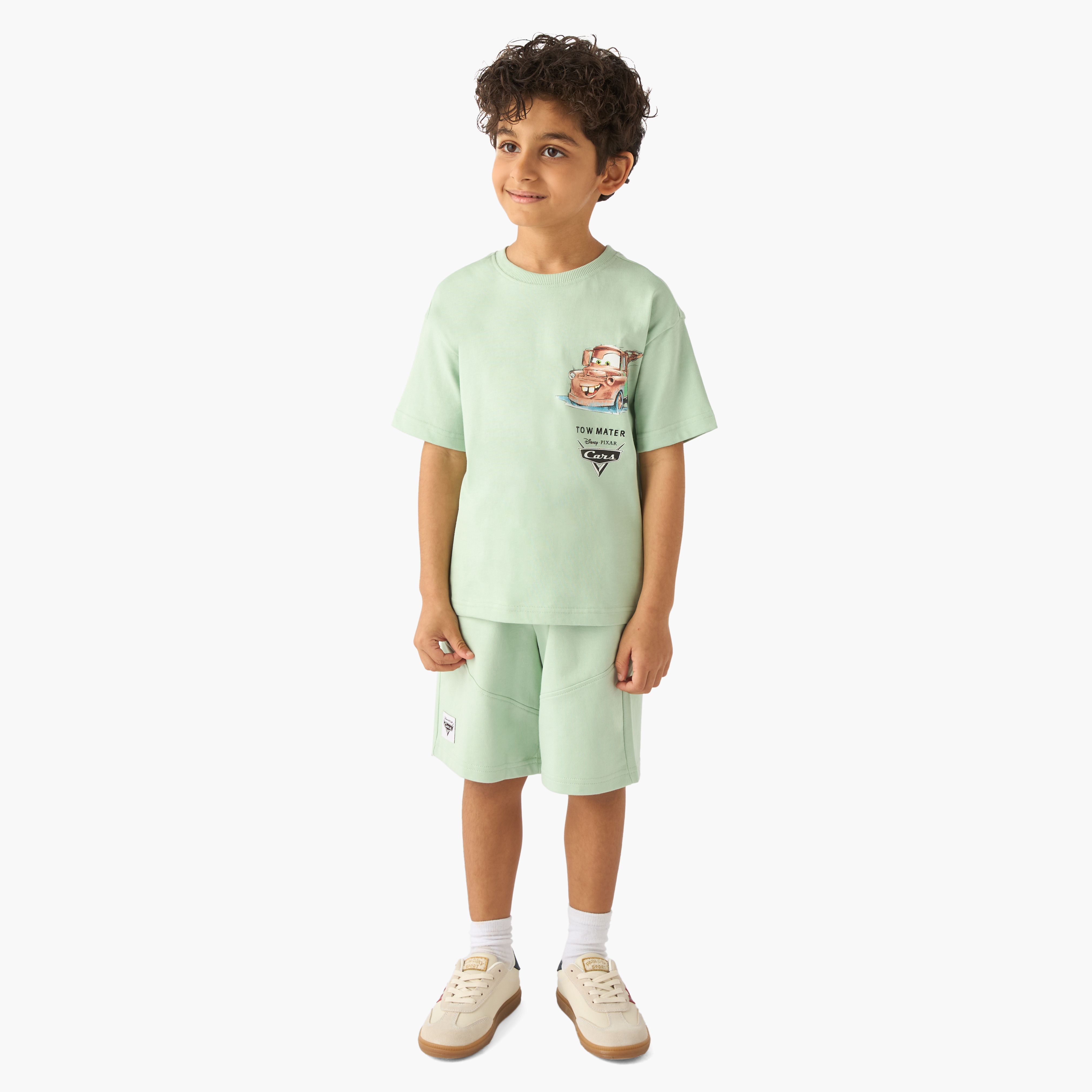 Disney Crew Neck Short Sleeves T-shirt and Shorts Set with Cars Print-boys-clothing-setsandcoords-image-1