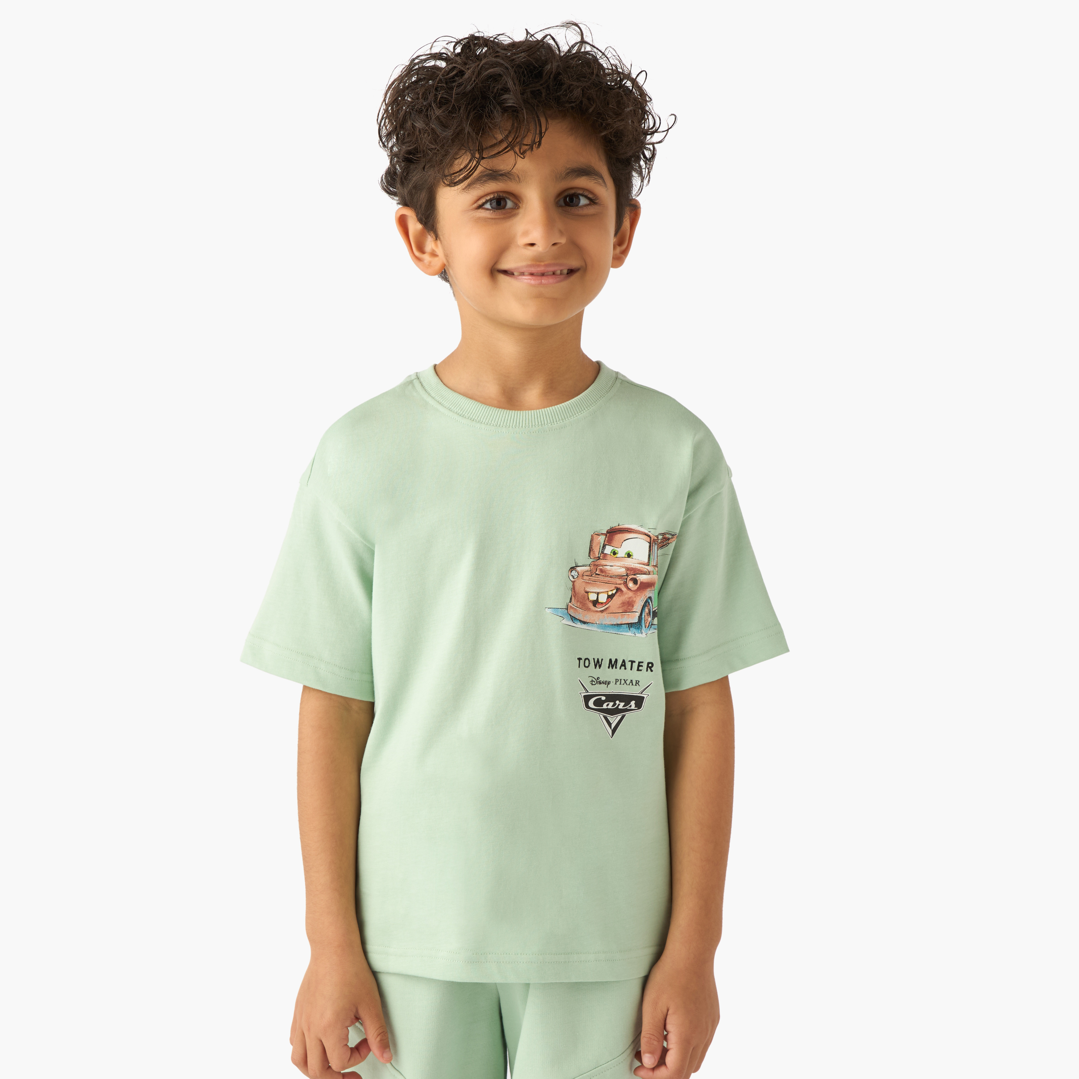 Disney Crew Neck Short Sleeves T-shirt and Shorts Set with Cars Print-boys-clothing-setsandcoords-image-2