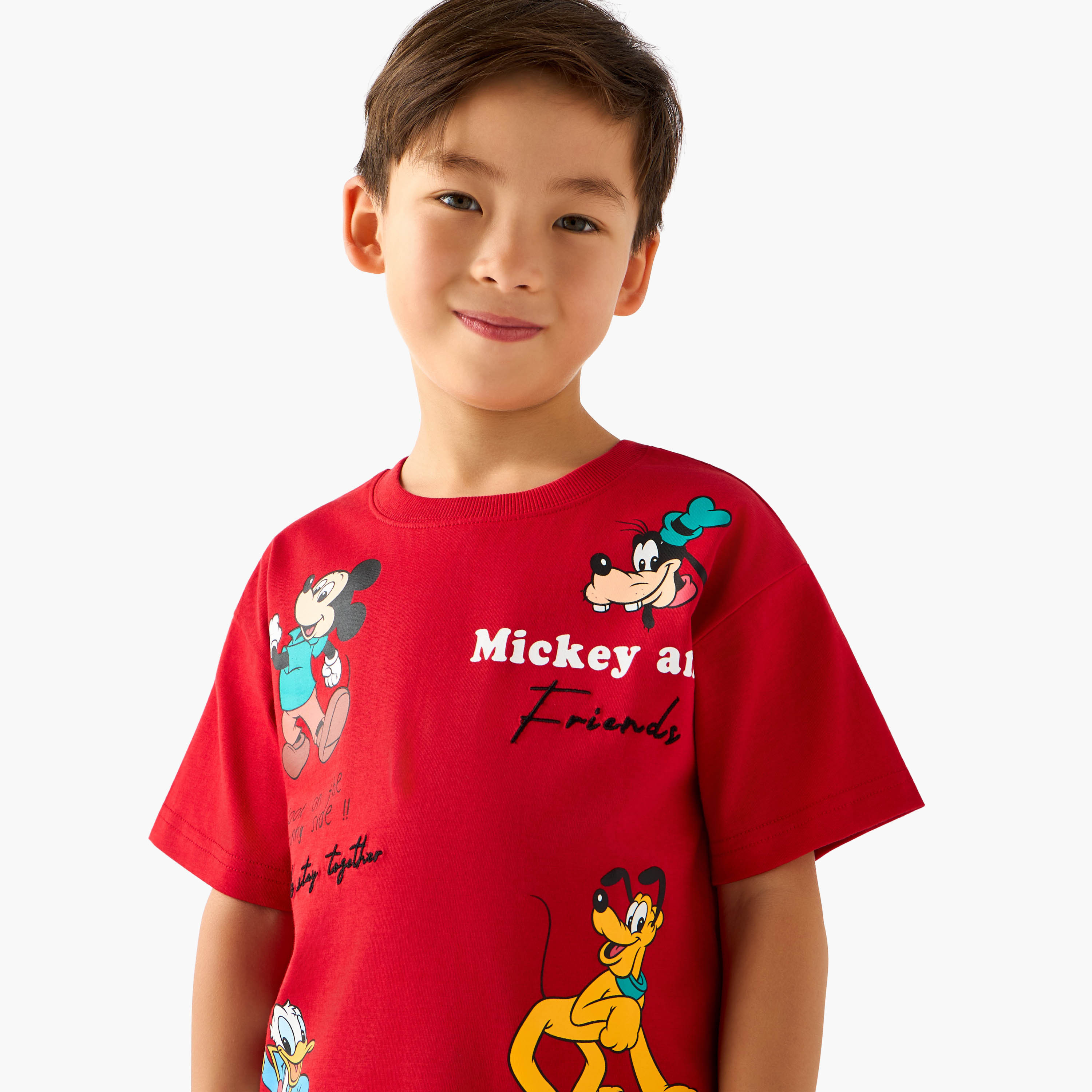 طقم تيشيرت بأكمام قصيرة وياقة ضيقة مع شورت برباط إغلاق من ديزني-boys-clothing-setsandcoords-image-5
