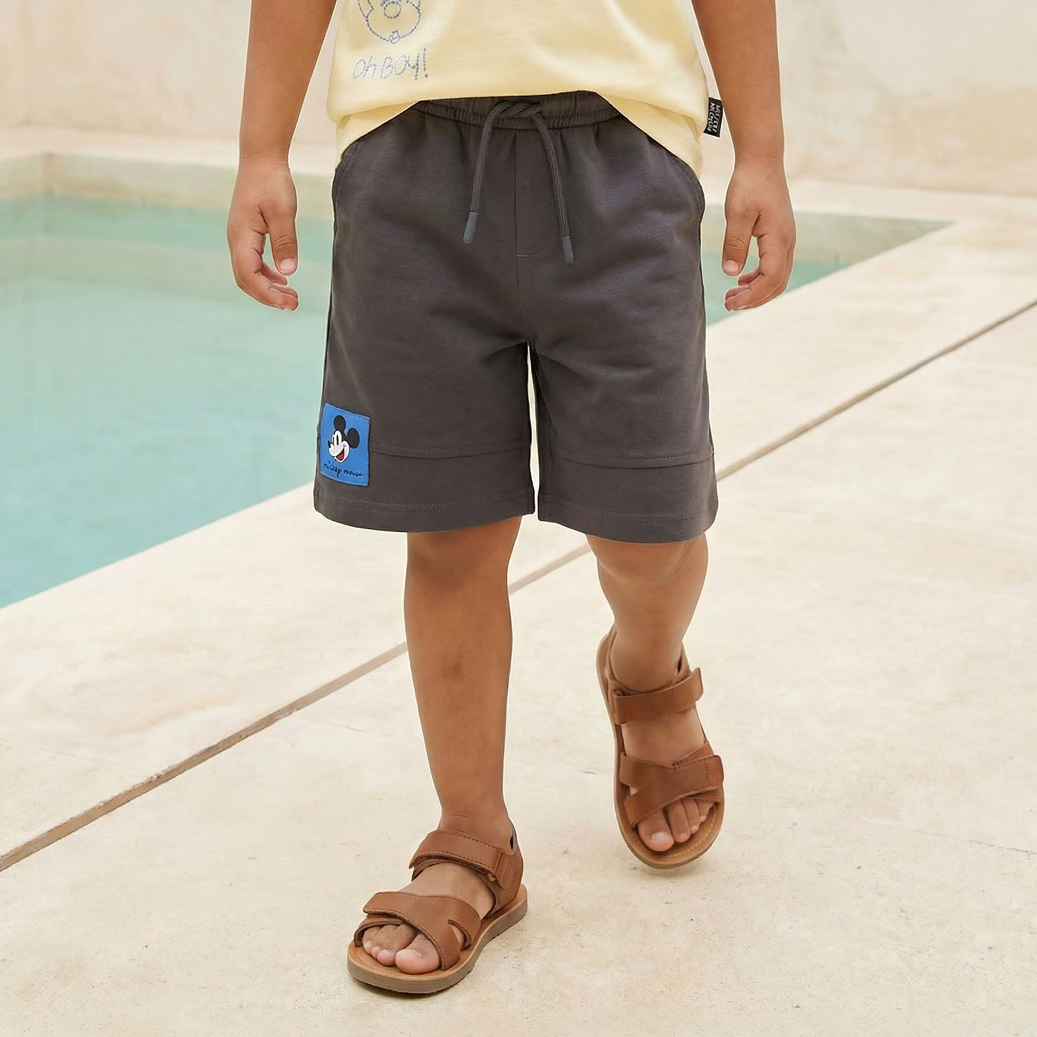 Disney Crew Neck Short Sleeve T-shirt and Shorts Set with Mickey Mouse Embroidery-boys-clothing-setsandcoords-image-4