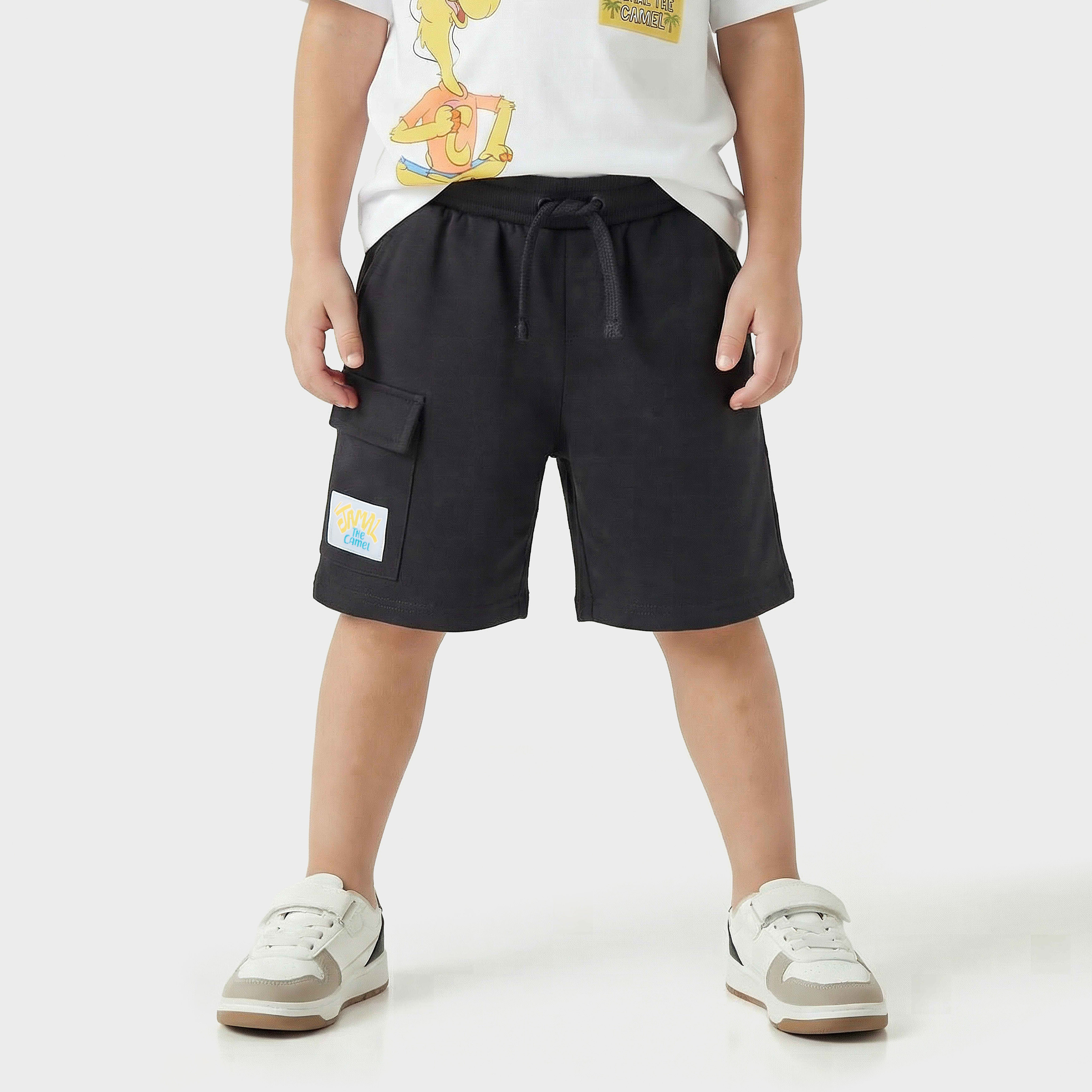 PIXITOON Crew Neck Short Sleeves T-shirt and Shorts Set with Jamal the Camel Print-boys-clothing-setsandcoords-image-3
