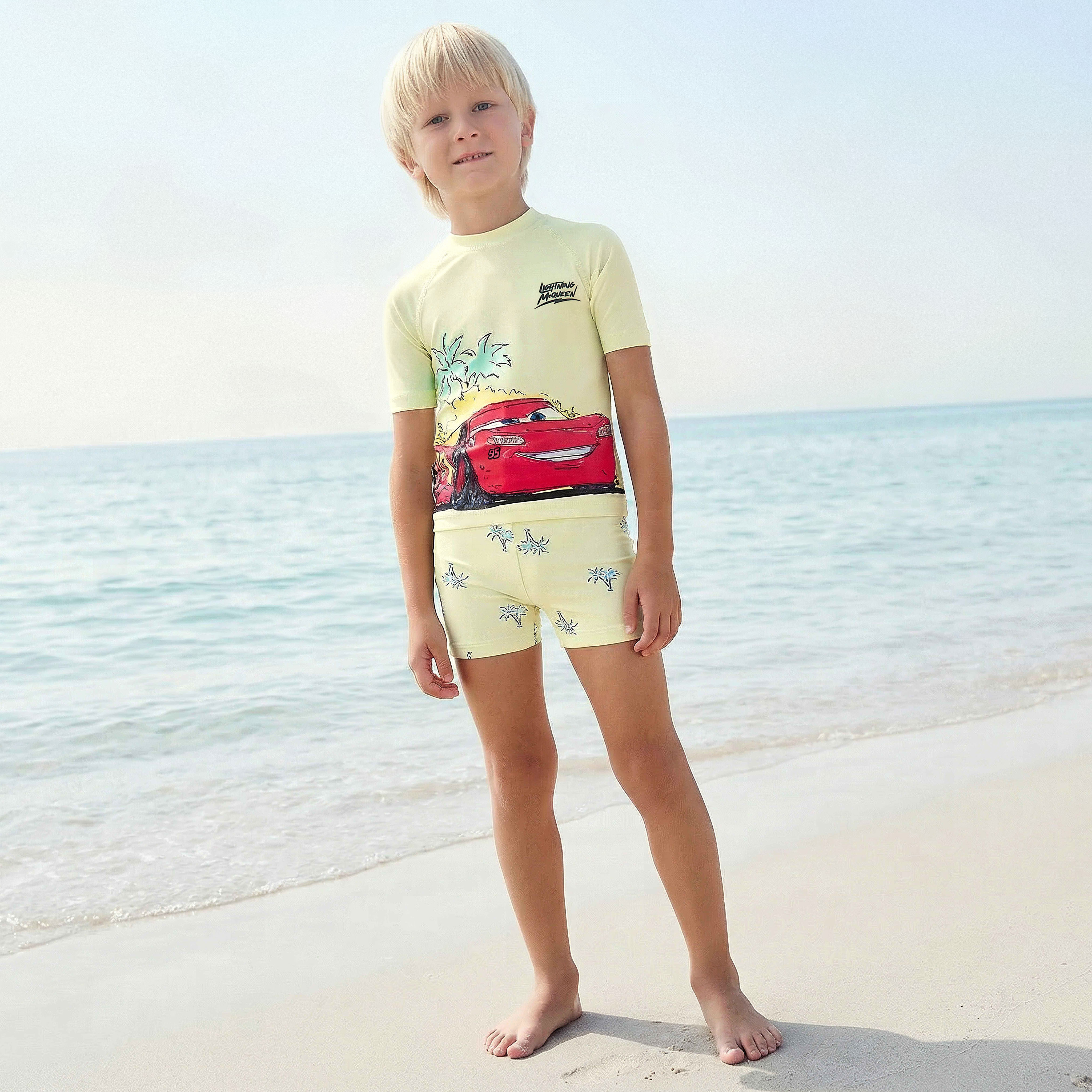 Disney Boys Lightning McQueen Print Rashguard and Swim Shorts Set-baby-boys-clothing-swimwear-image-1