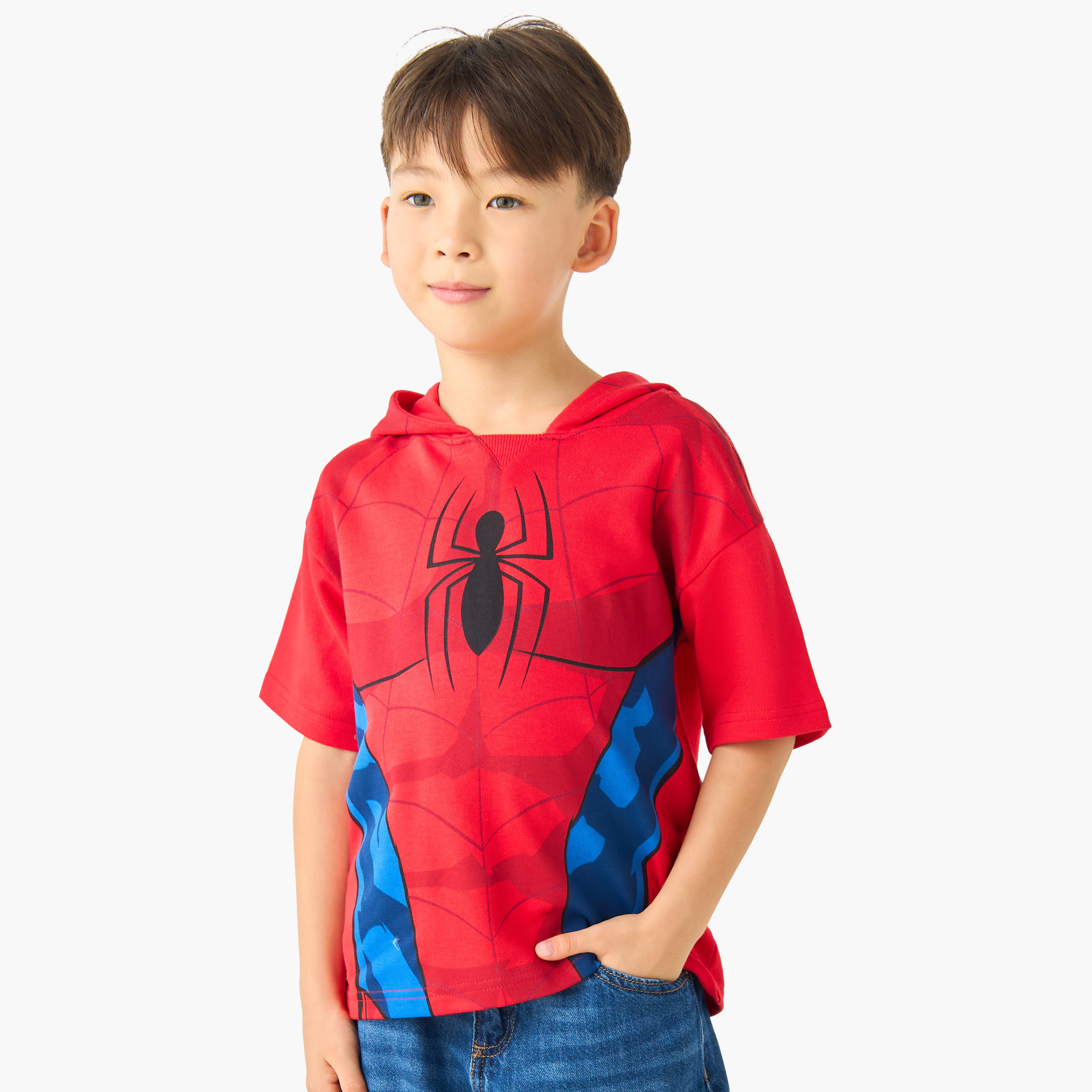 تيشيرت بقبعة وأكمام قصيرة وطبعات سبايدر مان-boys-clothing-tshirtsandpolos-image-1