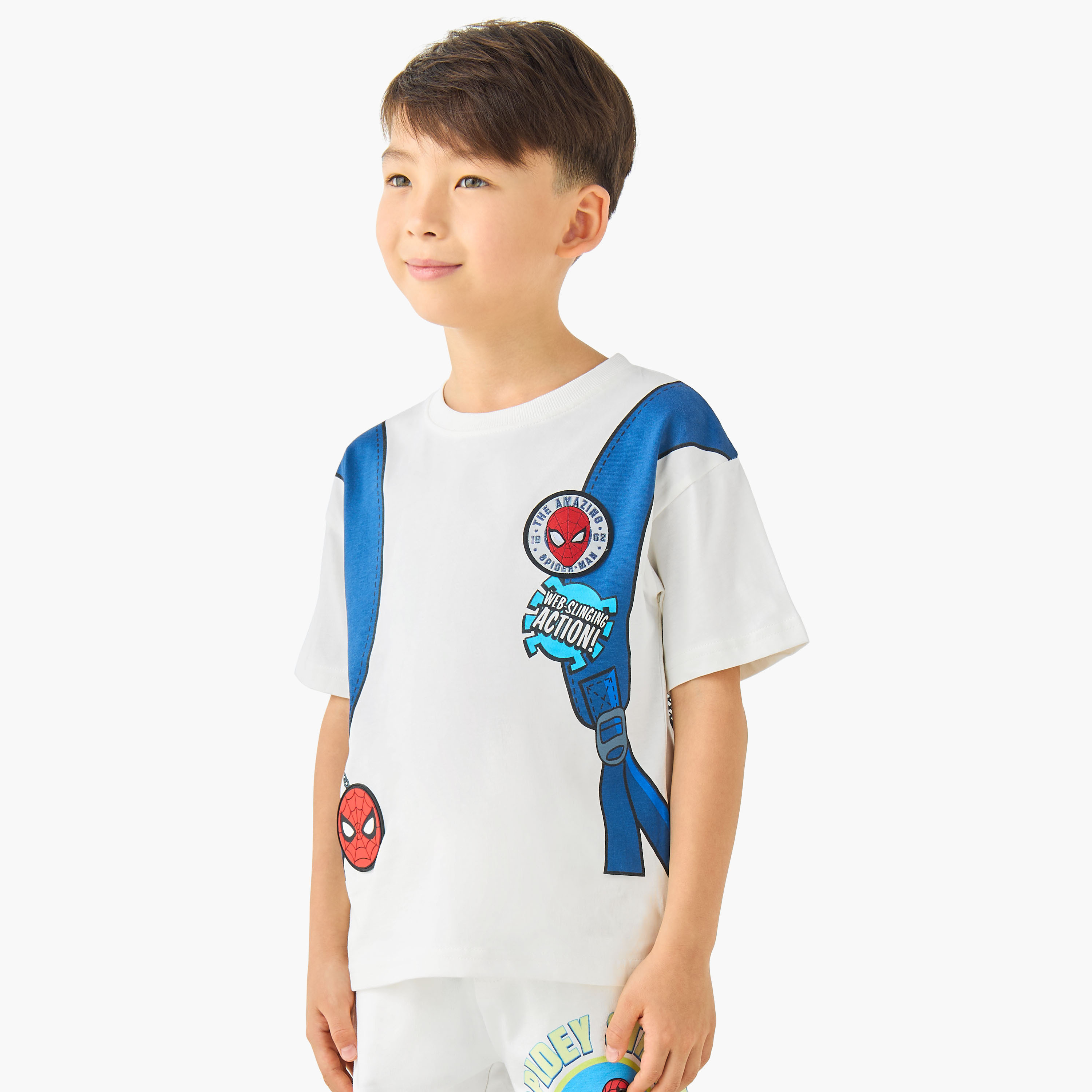 Crew Neck Short Sleeves T-shirt with Spider-Man Print-boys-clothing-tshirtsandpolos-image-3