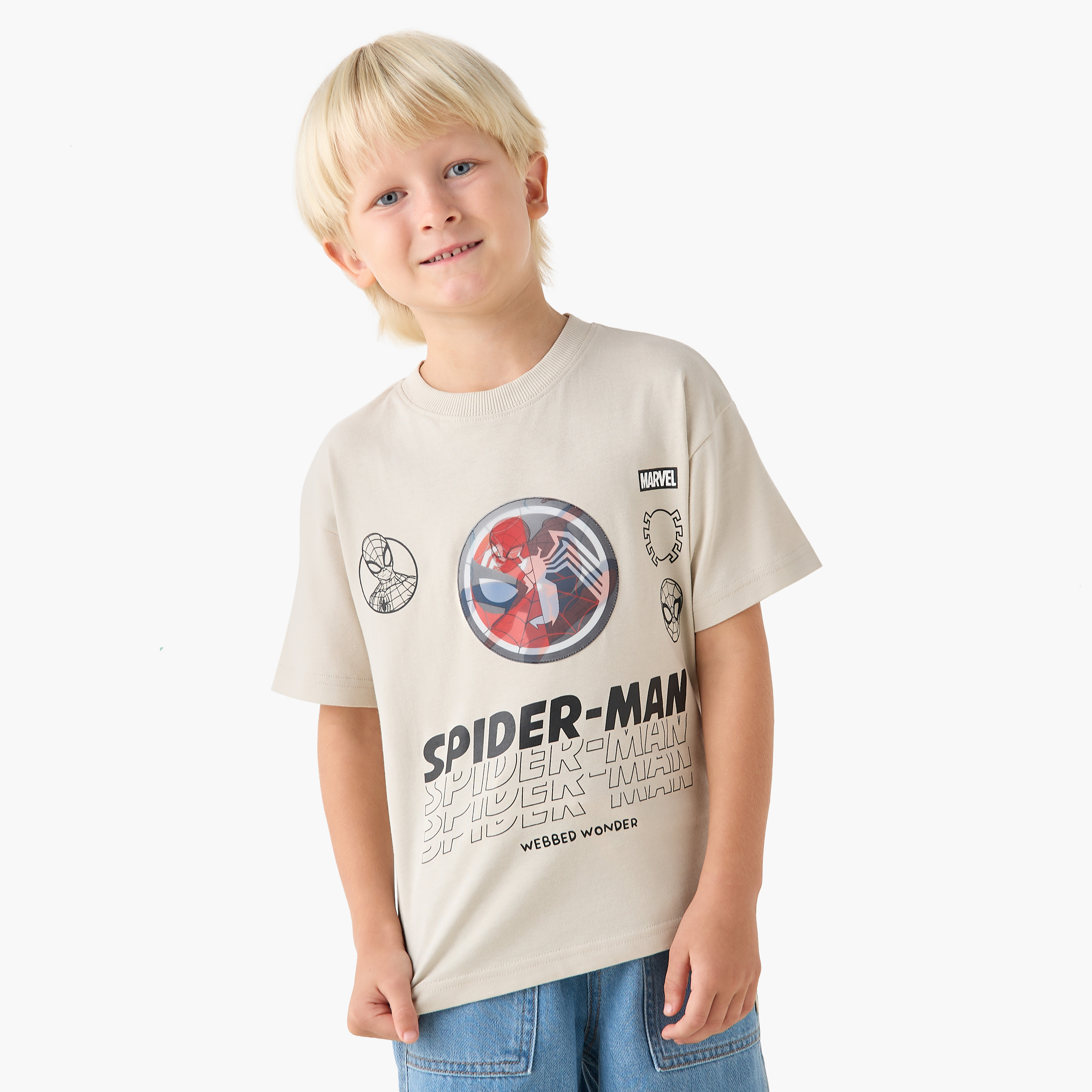 Crew Neck Short Sleeves T-shirt with Spider-Man Print-boys-clothing-tshirtsandpolos-image-1