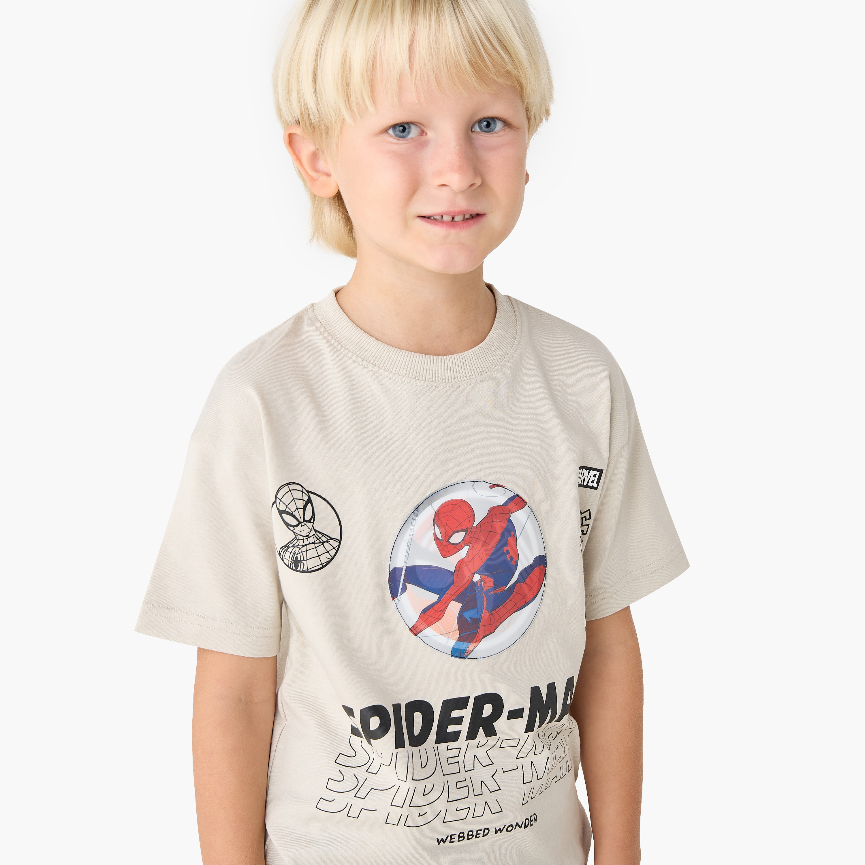 Crew Neck Short Sleeves T-shirt with Spider-Man Print-boys-clothing-tshirtsandpolos-image-4