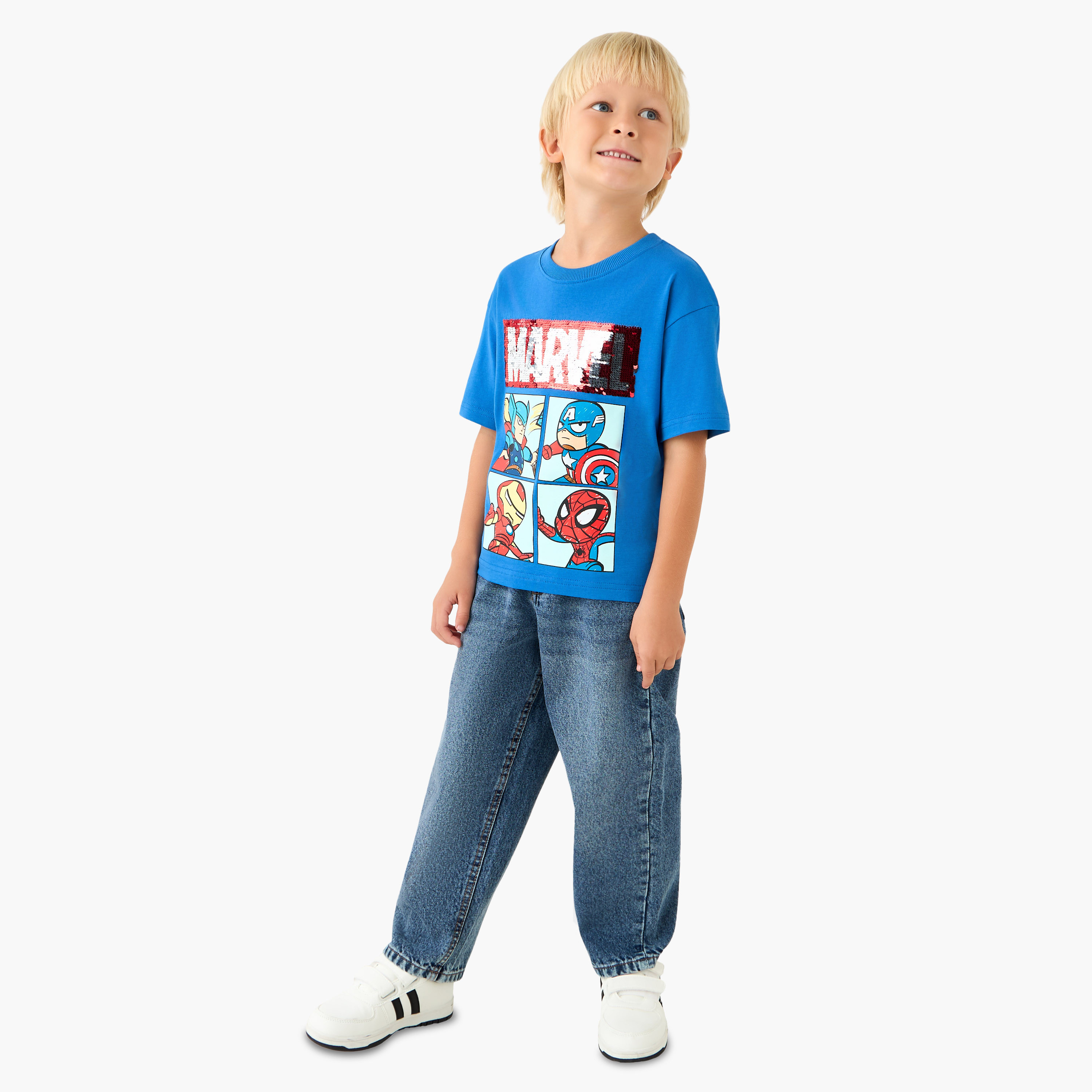 Crew Neck Short Sleeves T-shirt with Avengers Print-boys-clothing-tshirtsandpolos-image-2