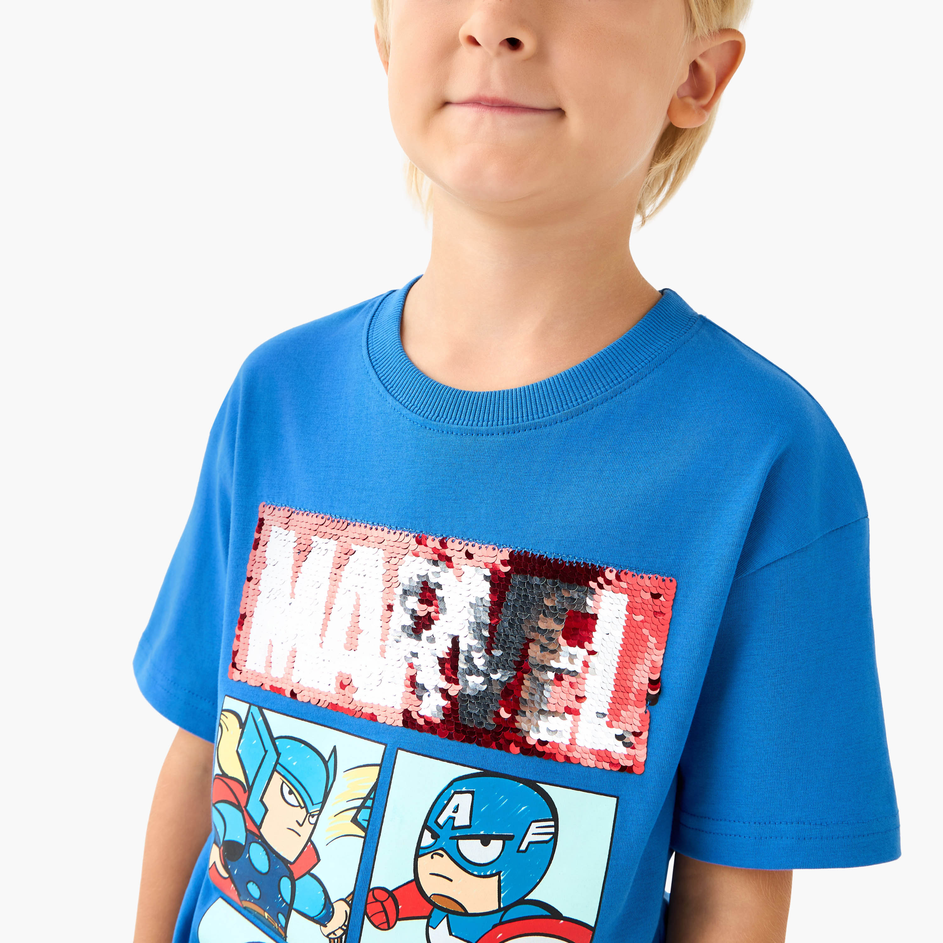 Crew Neck Short Sleeves T-shirt with Avengers Print-boys-clothing-tshirtsandpolos-image-4